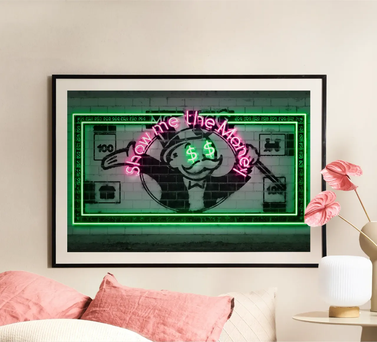Show Me the Money poster con telaio in legno da Octavian