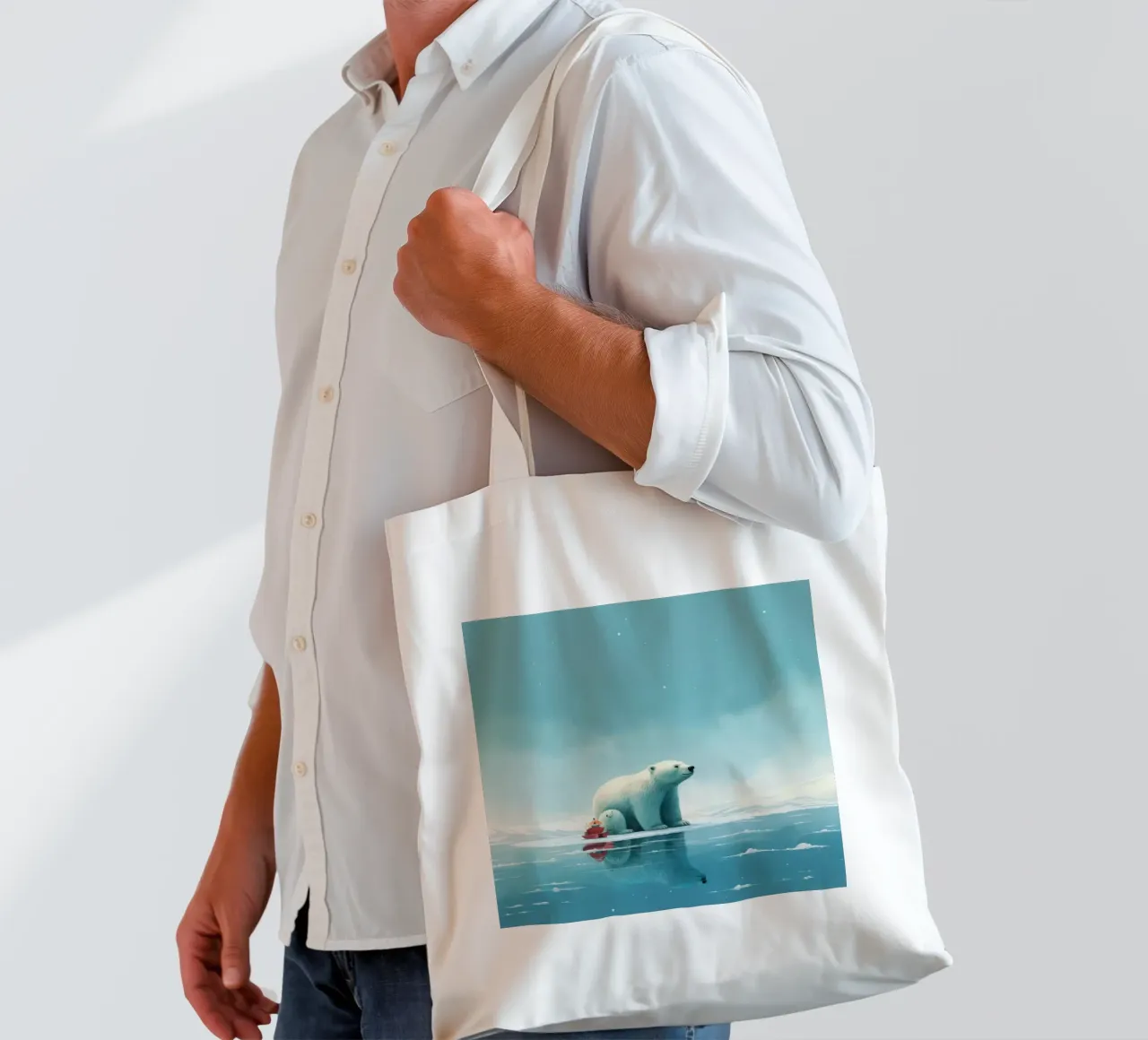 Orso polare minimale 2 borsa in juta da Minimal Animal Art