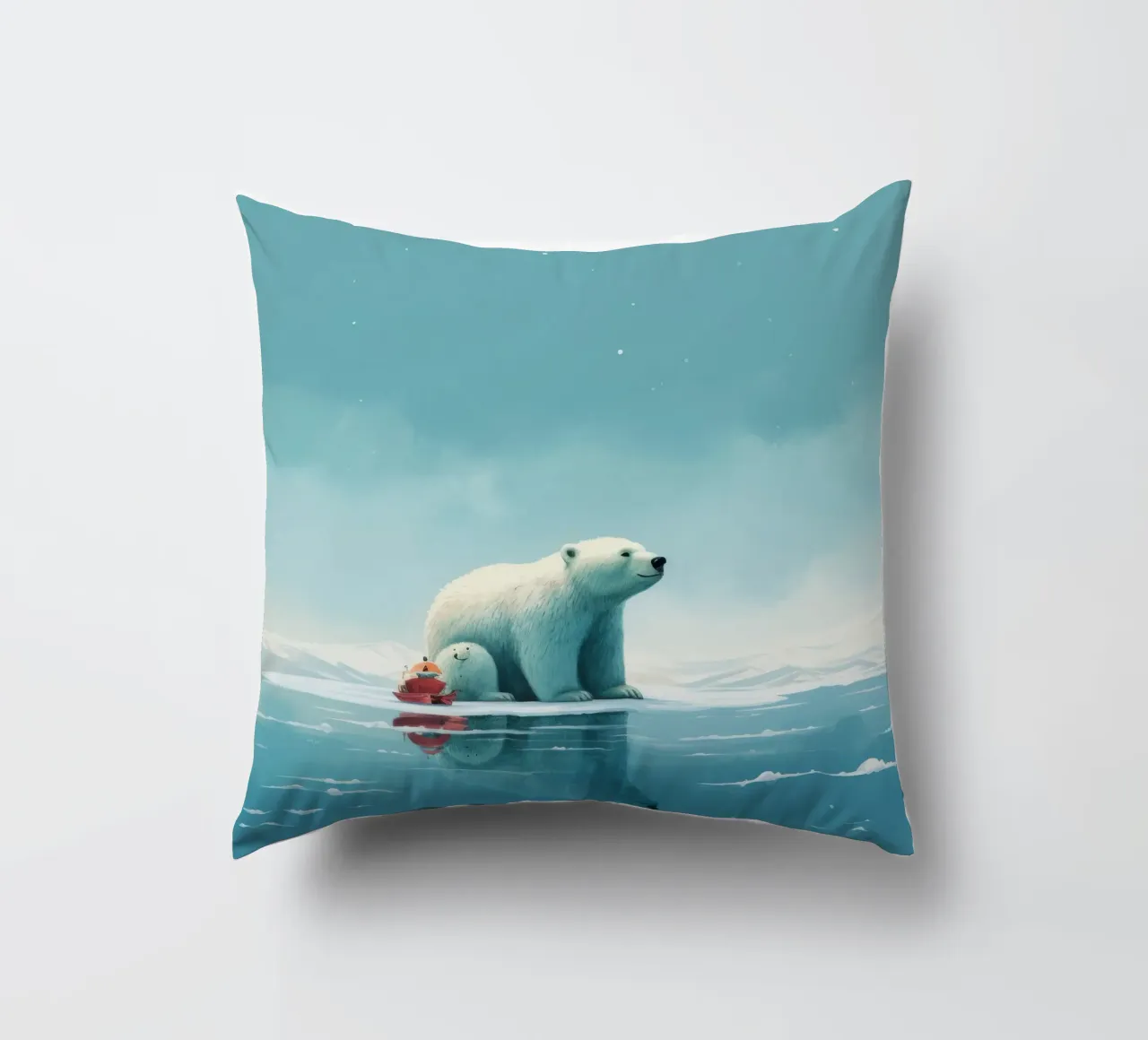 Orso polare minimale 2 cuscino da Minimal Animal Art