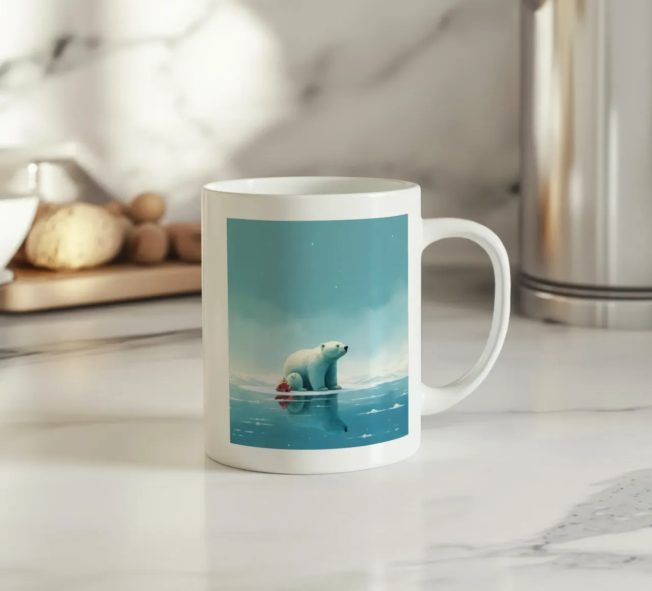 Orso polare minimale 2 tazza in ceramica da Minimal Animal Art