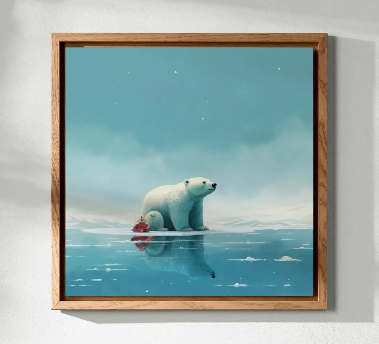 Orso polare minimale 2 alluminio dibond da Minimal Animal Art