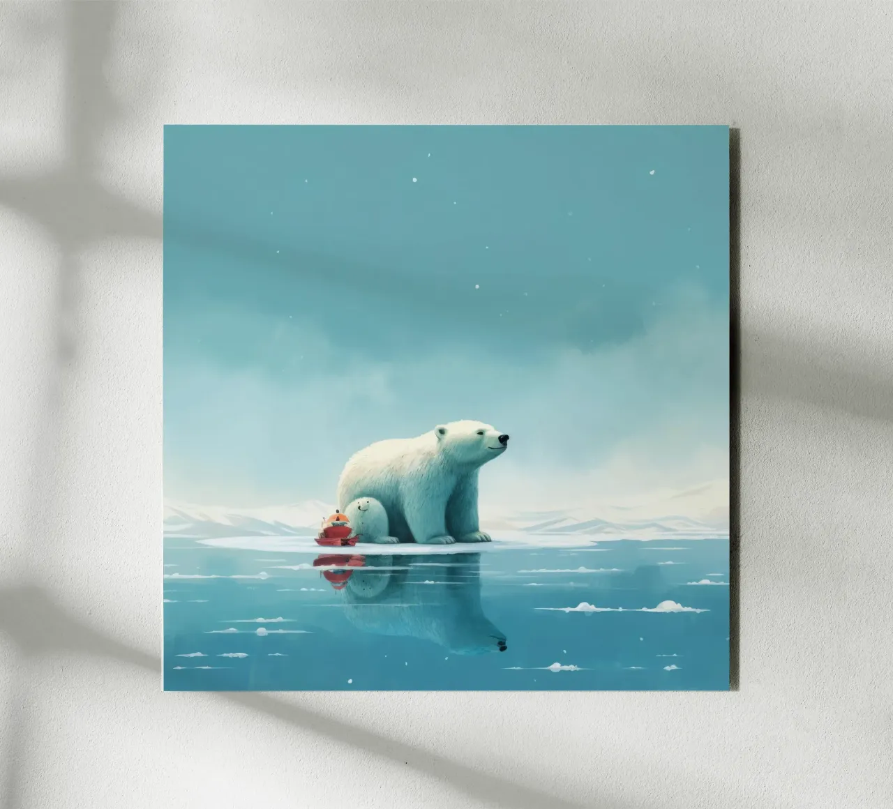 Orso polare minimale 2 alluminio dibond da Minimal Animal Art