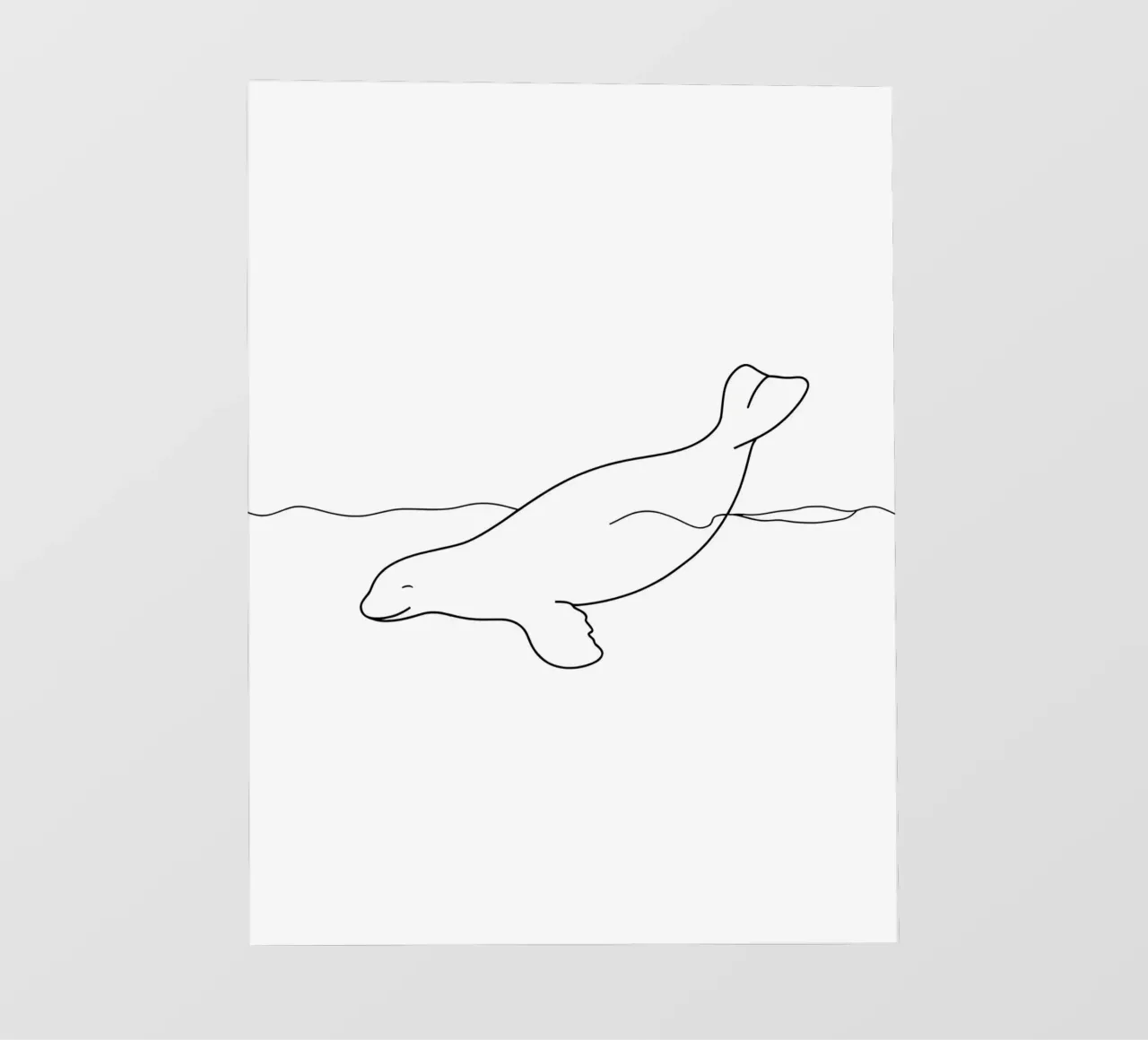 Sigillo grazioso sott'acqua | Disegno lineare minimalista pellicola backlit da Viv Line Art