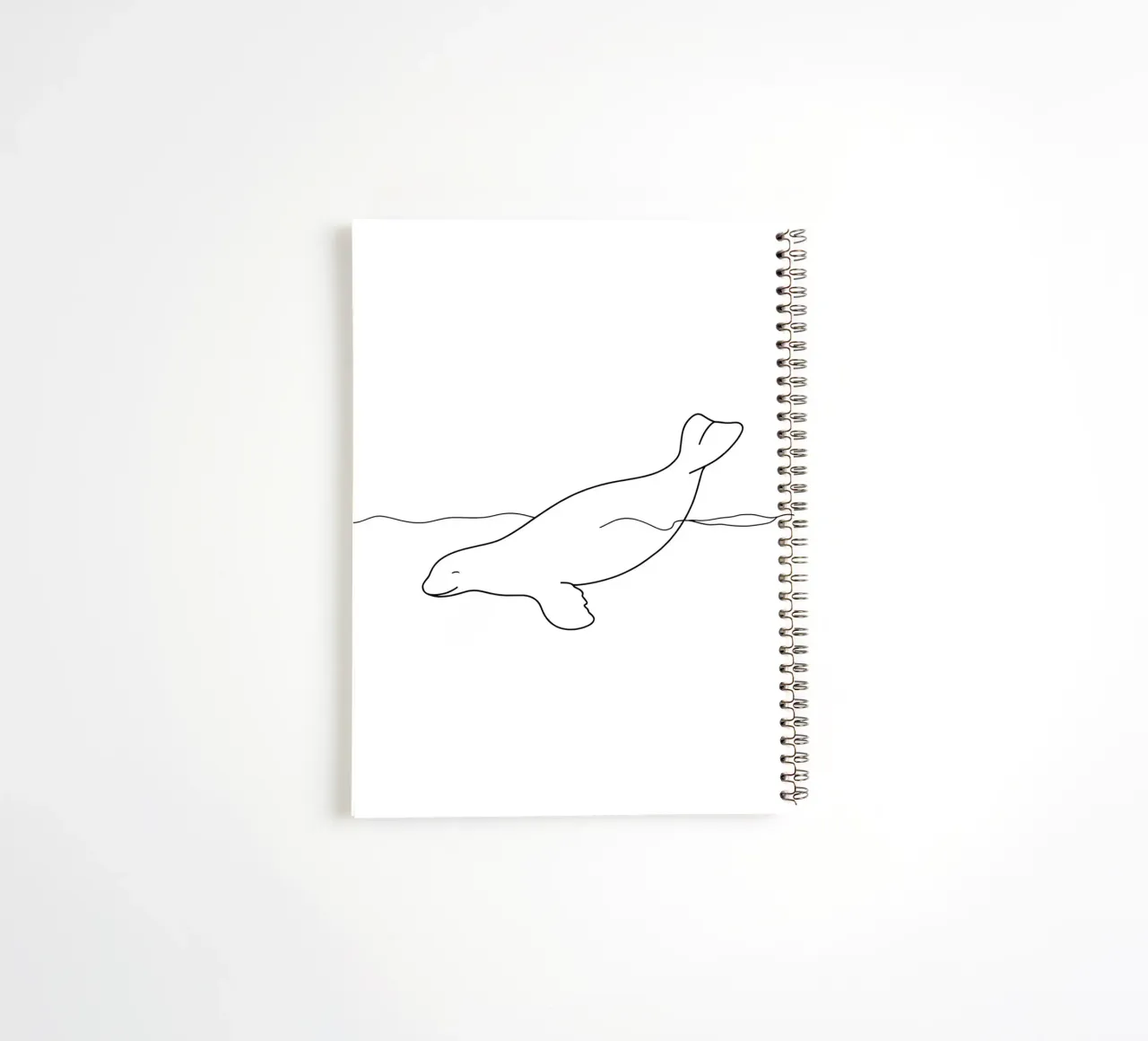 Graceful Seal Underwater | Minimalist Line Art Drawing spiral notebook by Viv Line Art