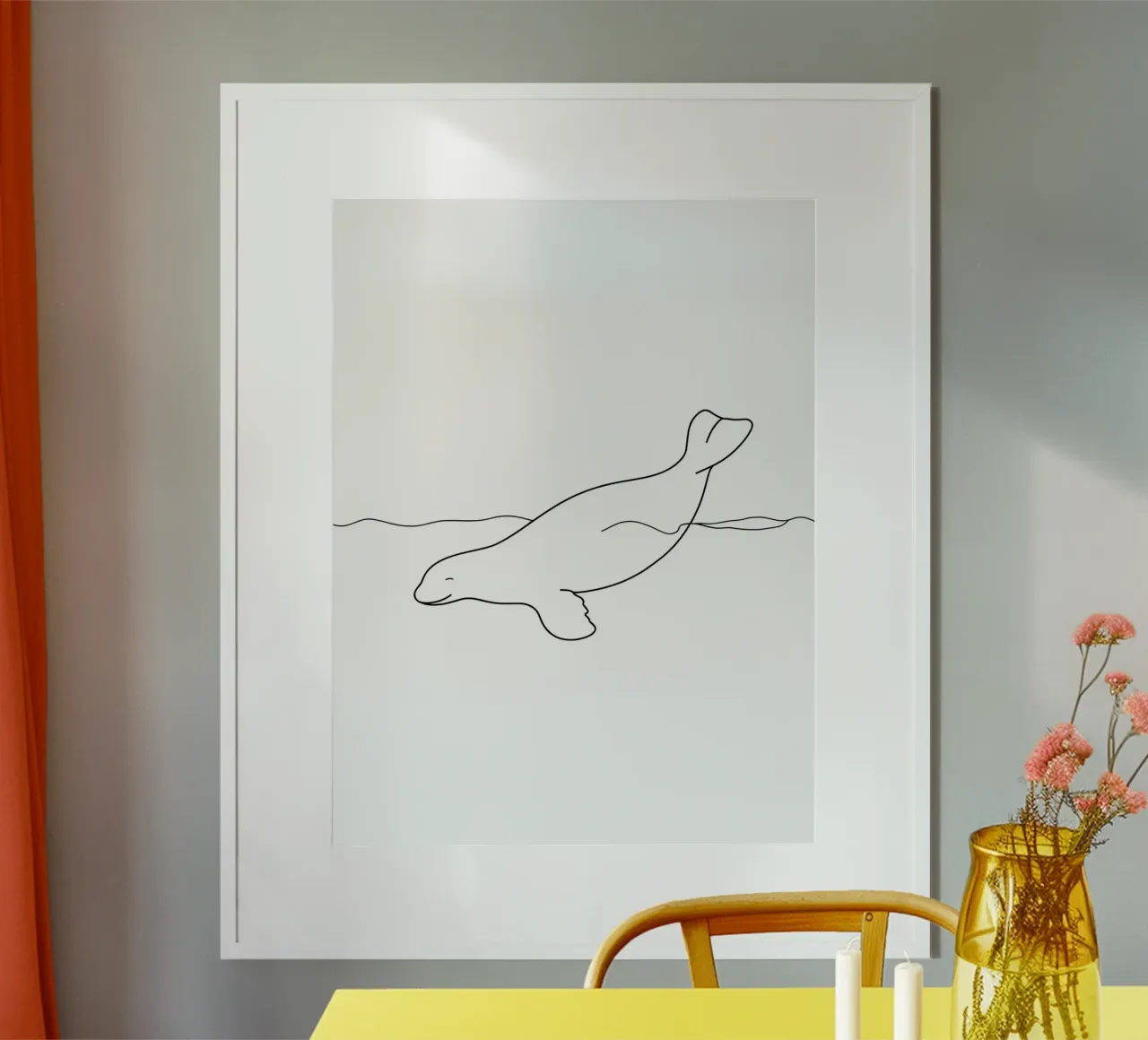 Sigillo grazioso sott'acqua | Disegno lineare minimalista carta hahnemühle da Viv Line Art