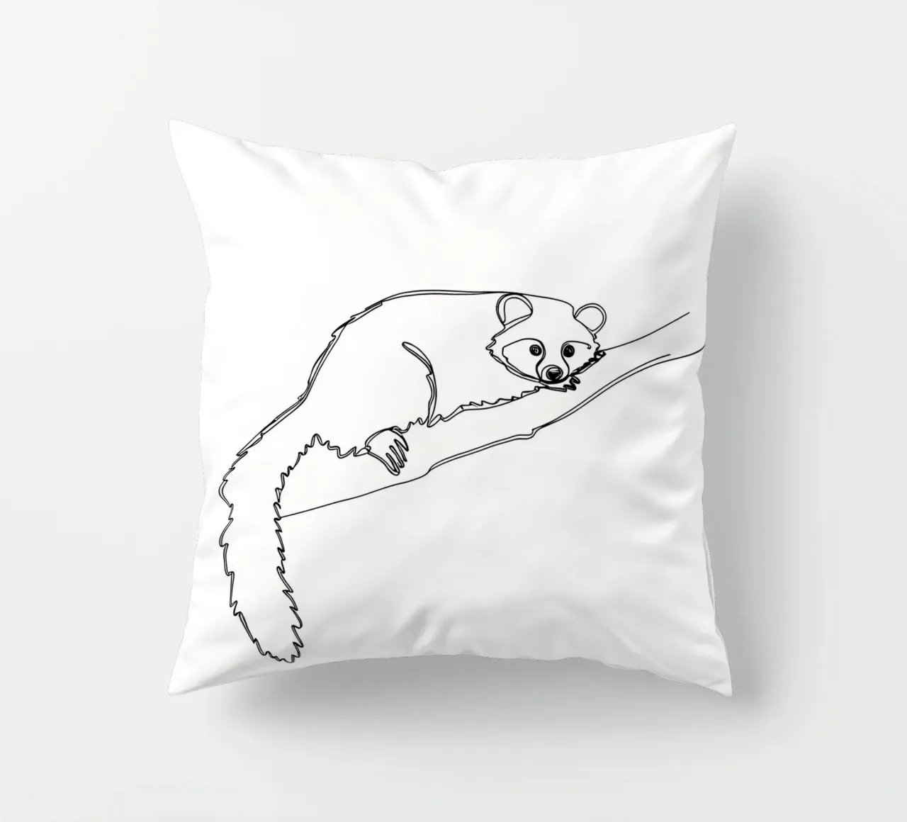 Lamur su un ramo Disegno d'arte lineare minimalista cuscino da Viv Line Art