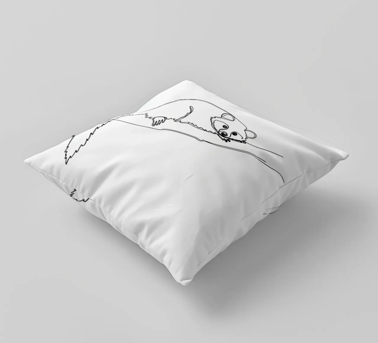 Lamur su un ramo Disegno d'arte lineare minimalista cuscino da Viv Line Art