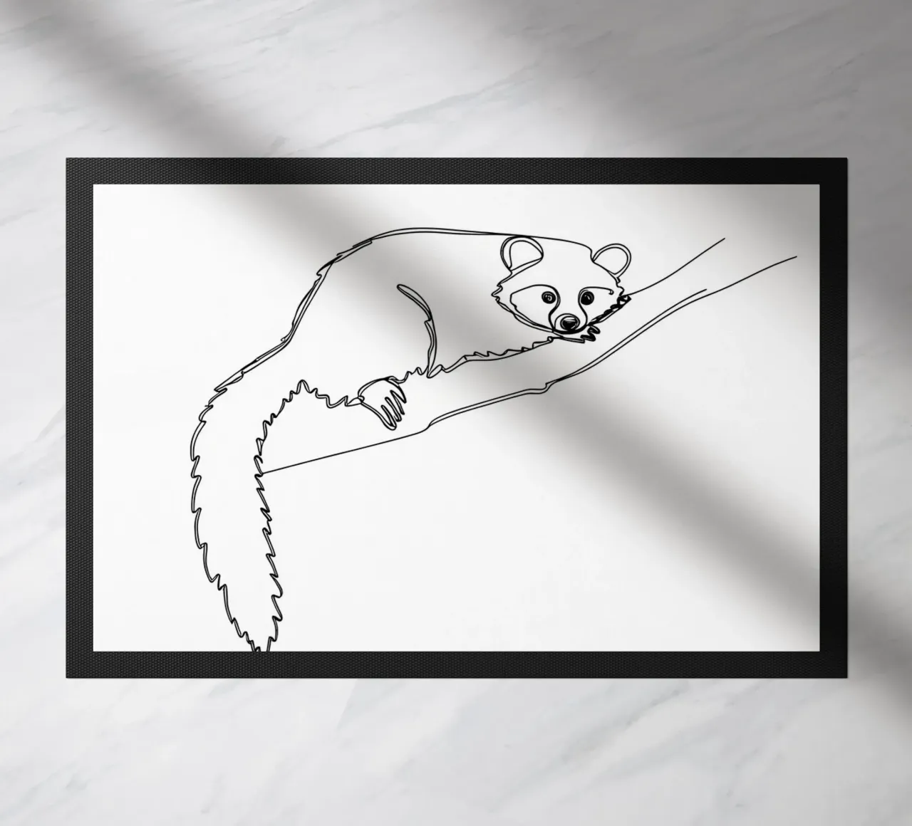 Lamur on a Branch Minimalist Line Art Drawing doormat by Viv Line Art