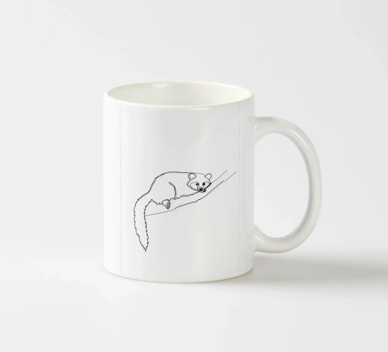 Lamur su un ramo Disegno d'arte lineare minimalista tazza in ceramica da Viv Line Art