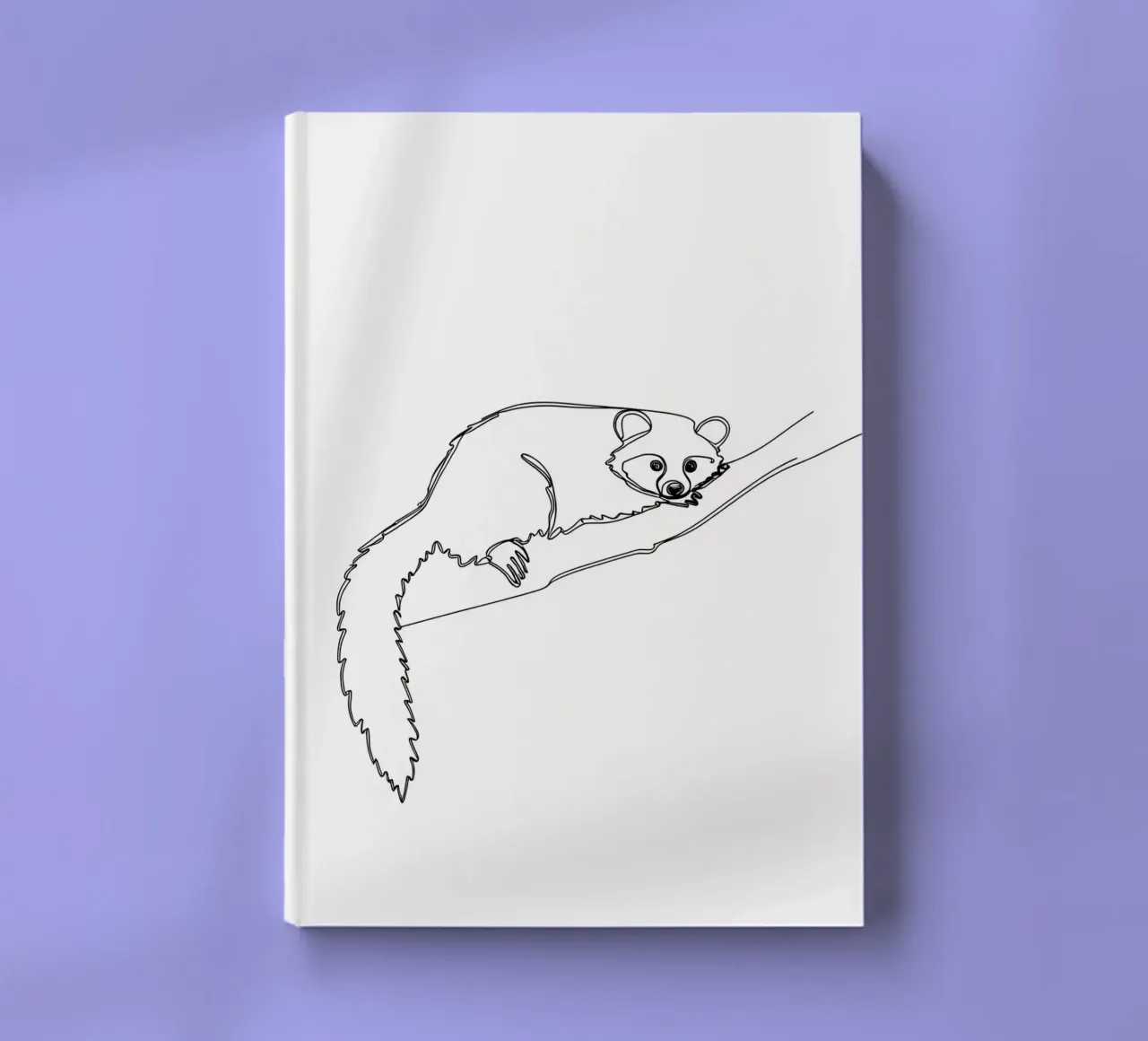 Lamur on a Branch Minimalist Line Art Drawing notebook by Viv Line Art