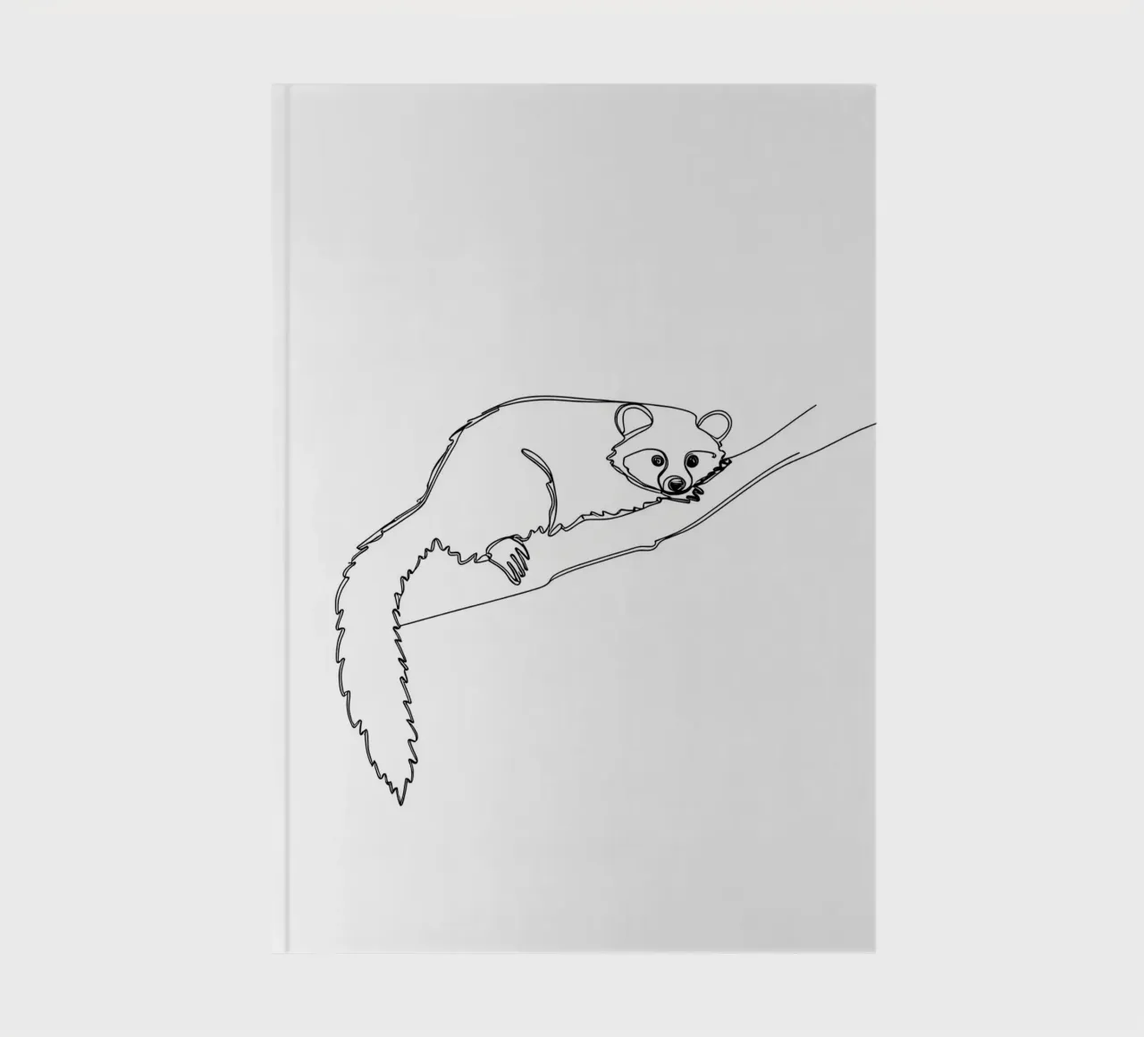 Lamur on a Branch Minimalist Line Art Drawing notebook by Viv Line Art