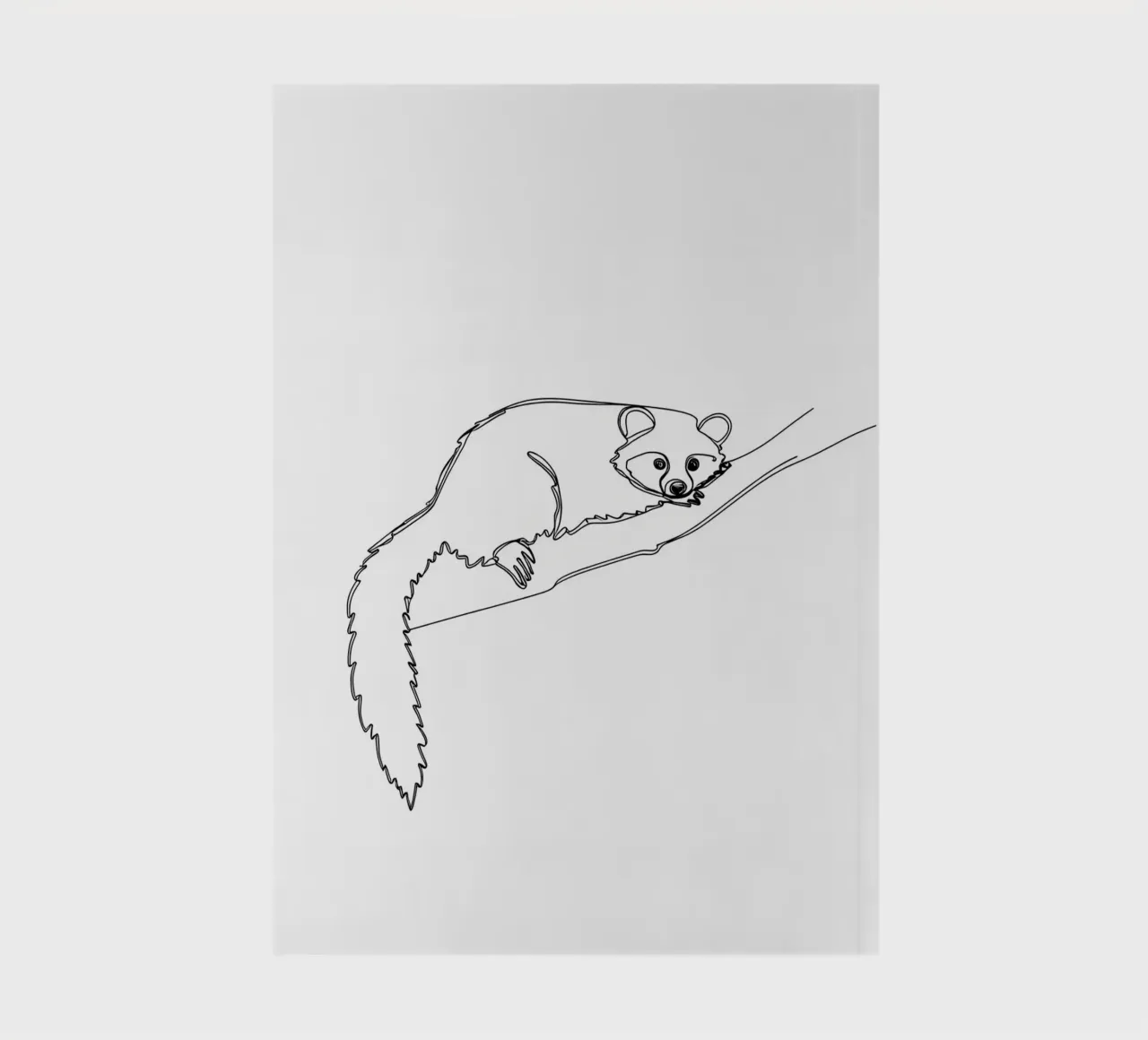 Lamur on a Branch Minimalist Line Art Drawing notebook by Viv Line Art