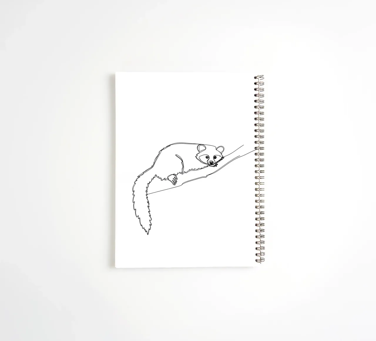 Lamur on a Branch Minimalist Line Art Drawing spiral notebook by Viv Line Art