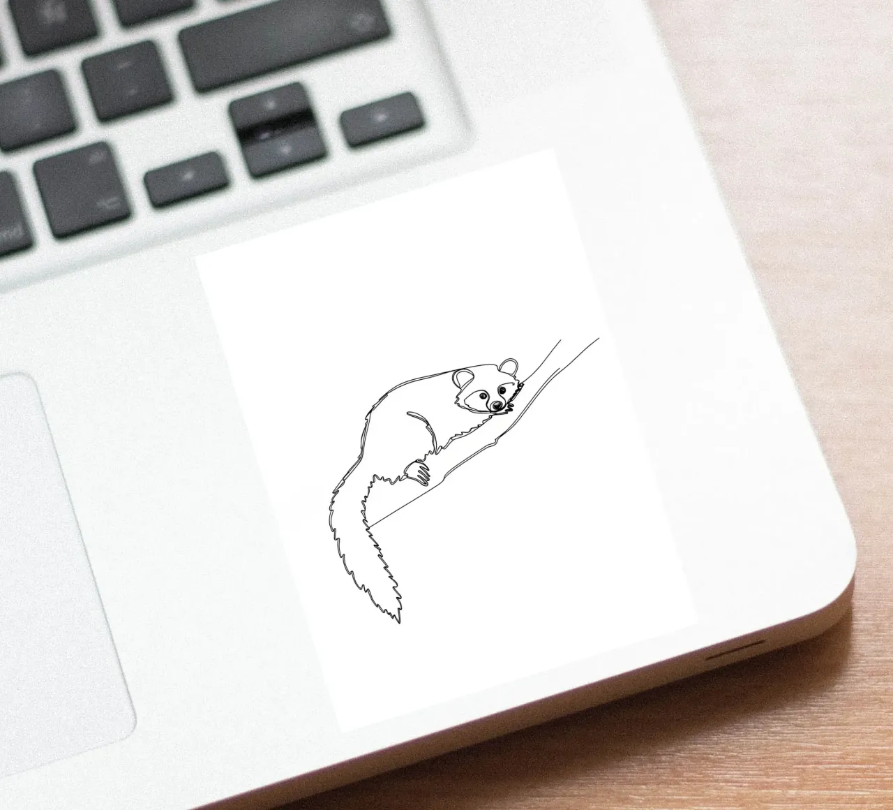 Lamur on a Branch Minimalist Line Art Drawing sticker by Viv Line Art