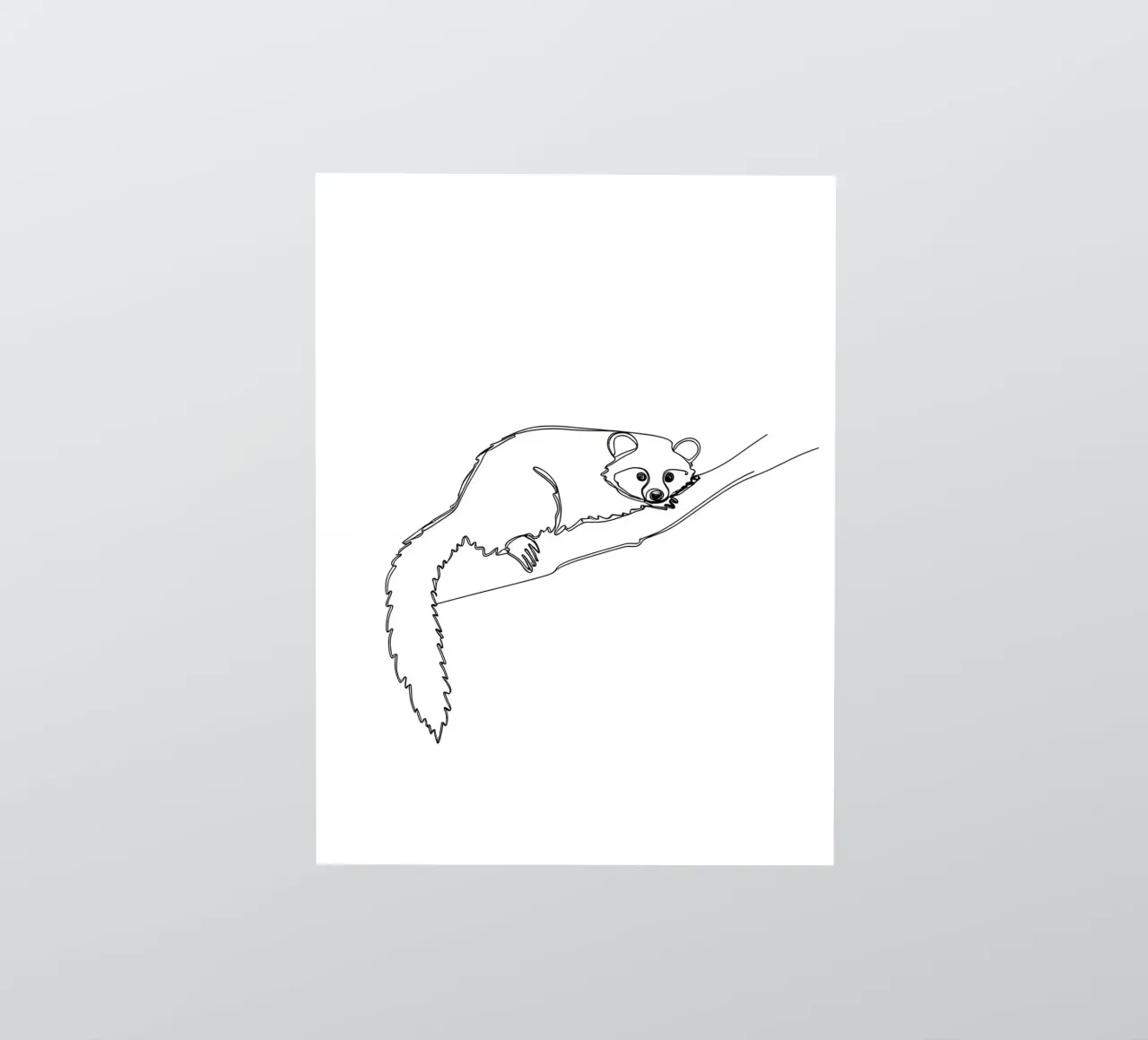 Lamur on a Branch Minimalist Line Art Drawing sticker by Viv Line Art