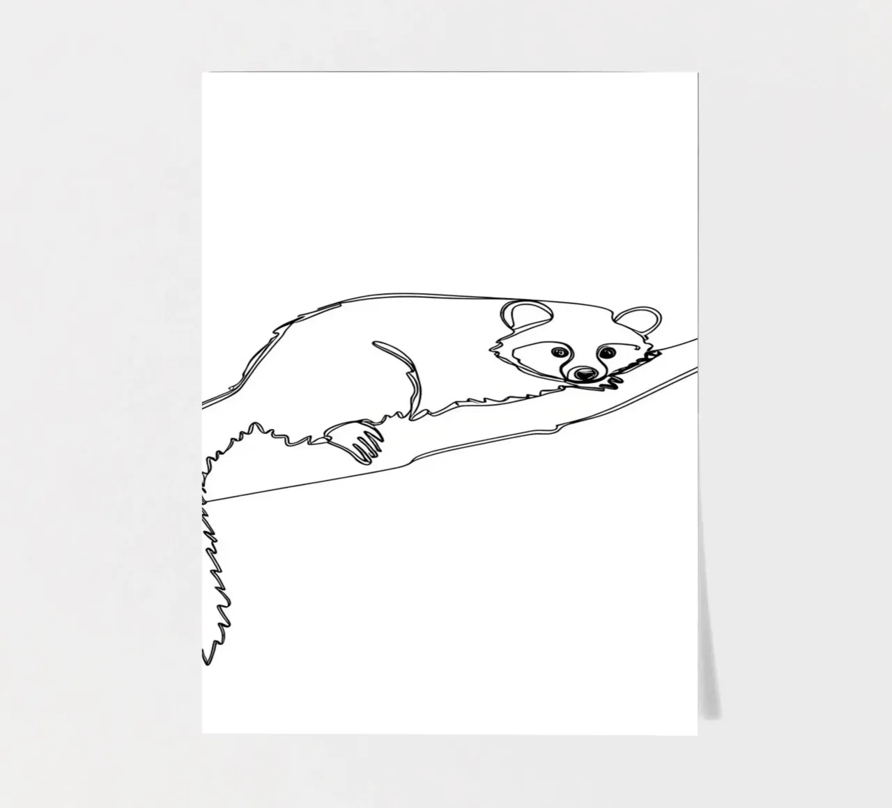 Lamur auf einem Zweig Minimalistische Line Art Zeichnung Stickerbogen von Viv Line Art