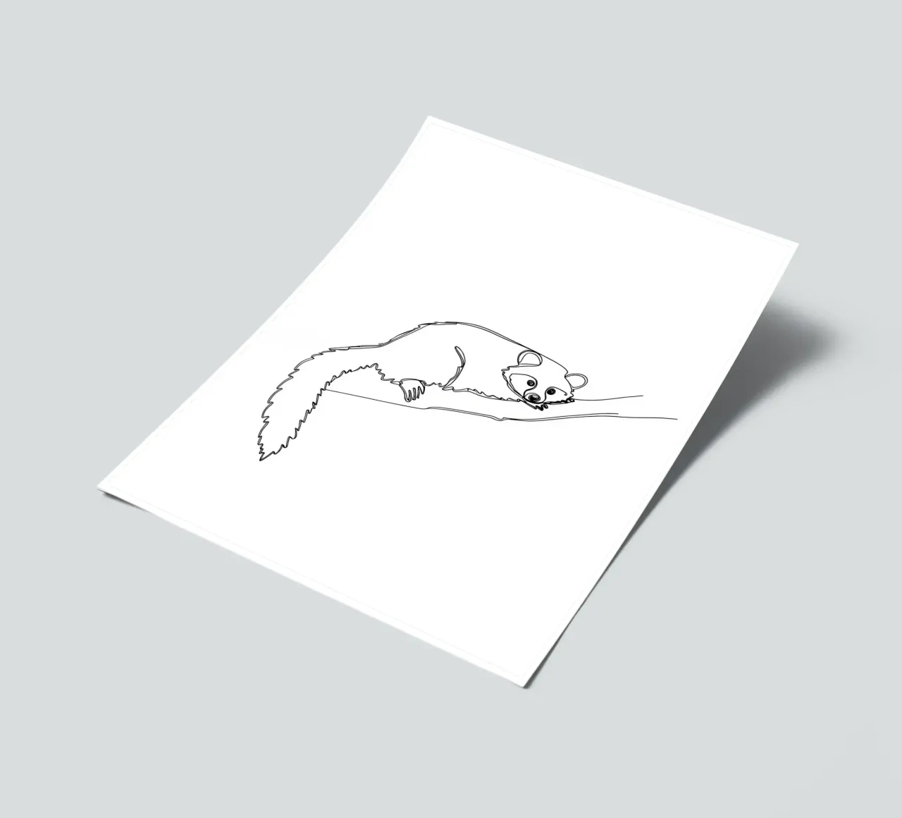 Lamur auf einem Zweig Minimalistische Line Art Zeichnung Stickerbogen von Viv Line Art