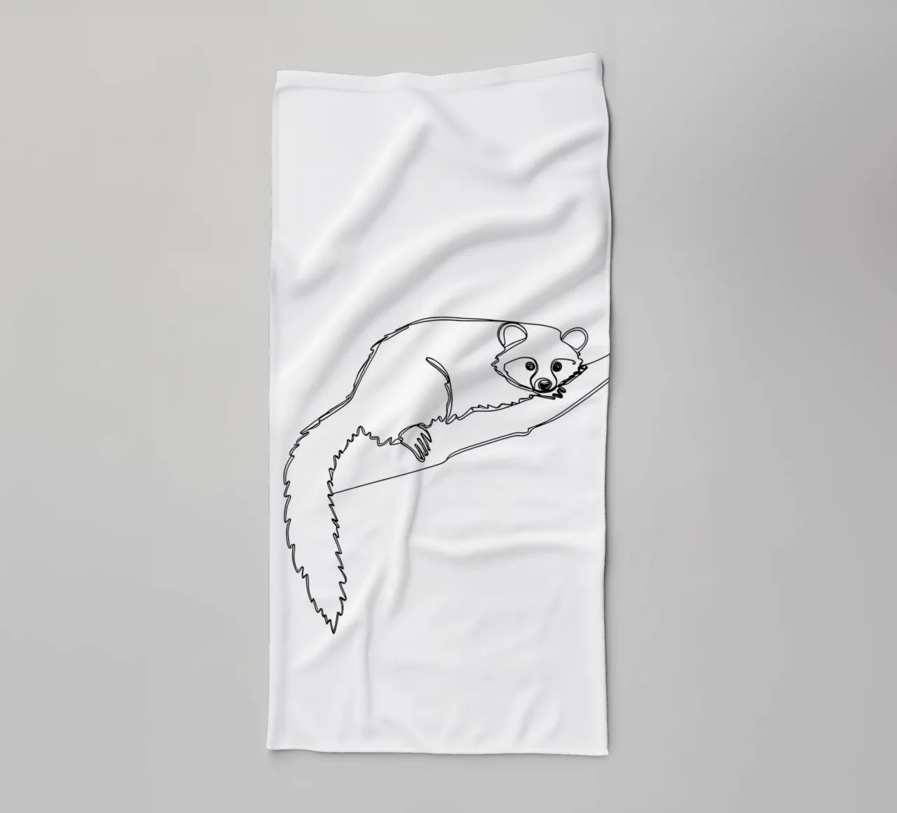 Lamur on a Branch Minimalist Line Art Drawing towel by Viv Line Art
