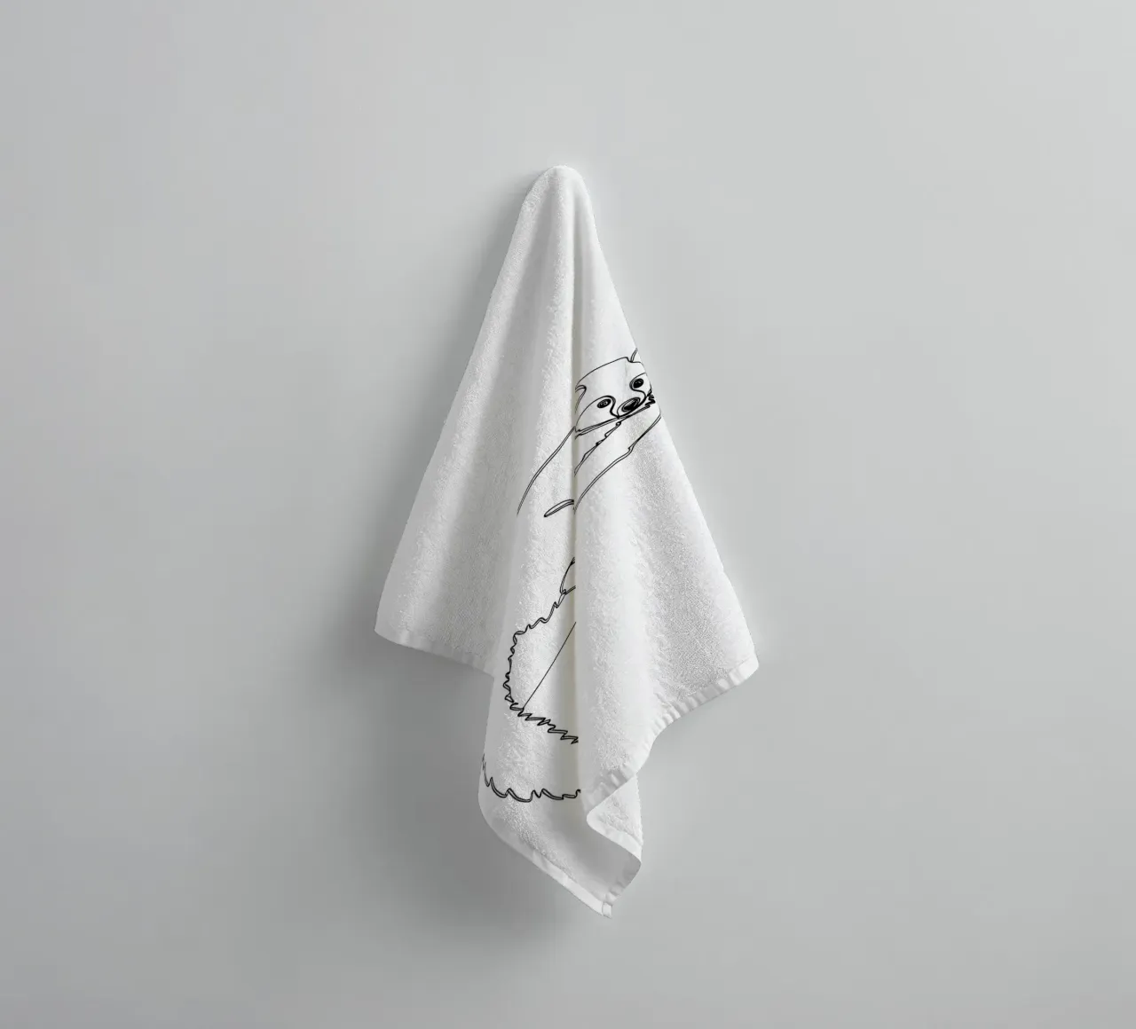 Lamur on a Branch Minimalist Line Art Drawing towel by Viv Line Art