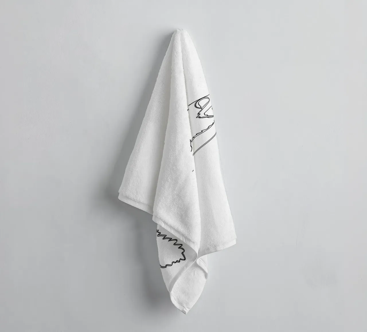 Lamur on a Branch Minimalist Line Art Drawing towel by Viv Line Art
