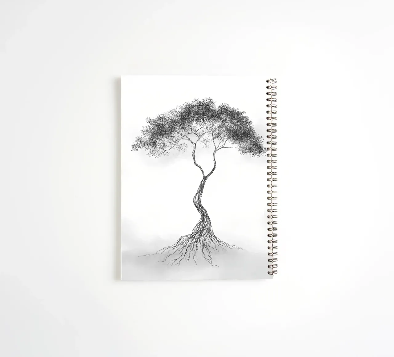 Tree of Life Minimalist Line Art Drawing spiral notebook by Viv Line Art