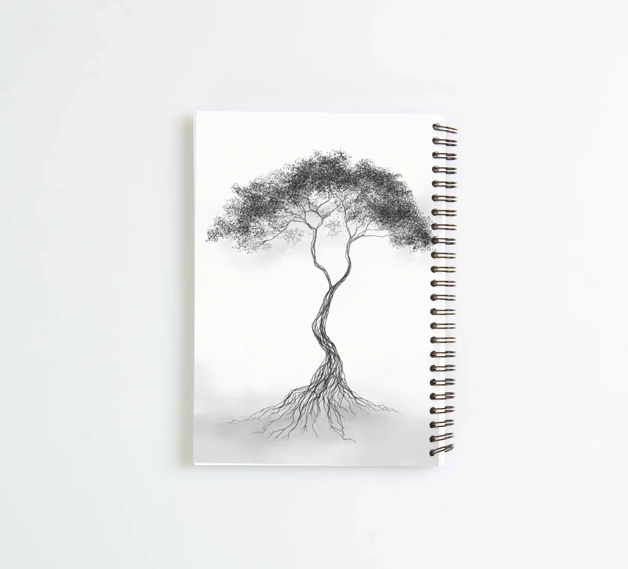Tree of Life Minimalist Line Art Drawing spiral notebook by Viv Line Art