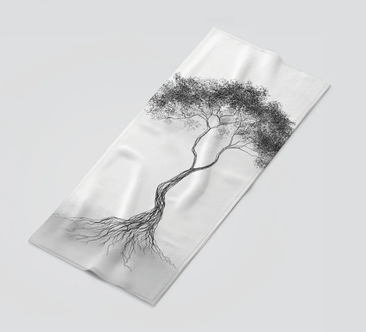 Tree of Life Minimalist Line Art Drawing beach towel by Viv Line Art