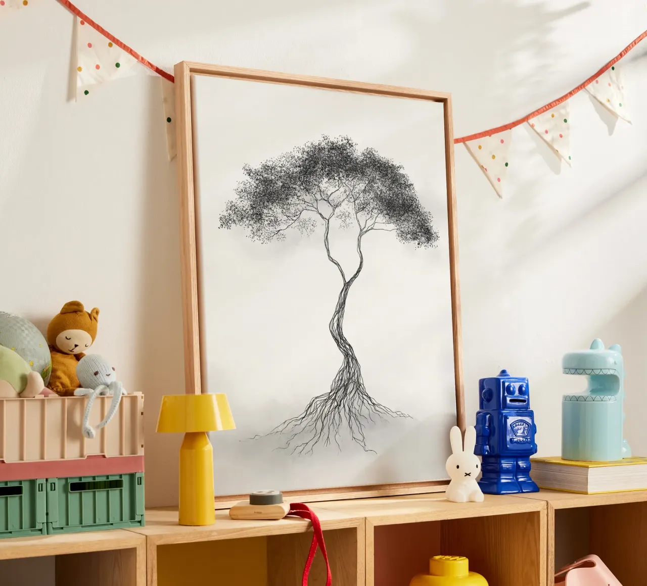 Tree of Life Minimalist Line Art Drawing canvas by Viv Line Art