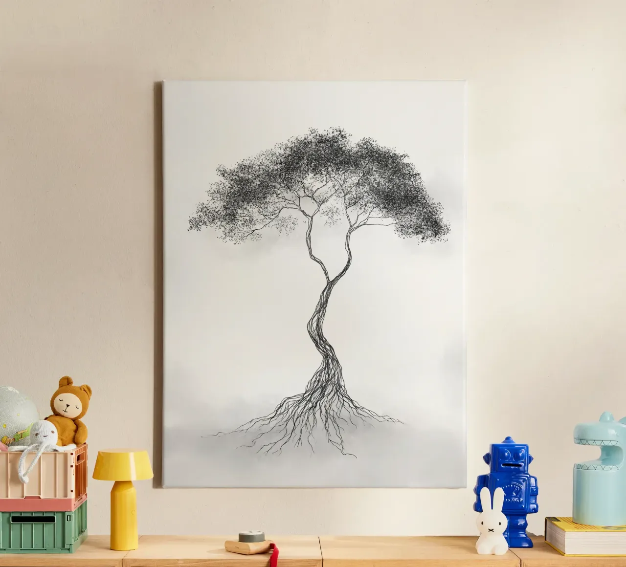 Tree of Life Minimalist Line Art Drawing canvas by Viv Line Art