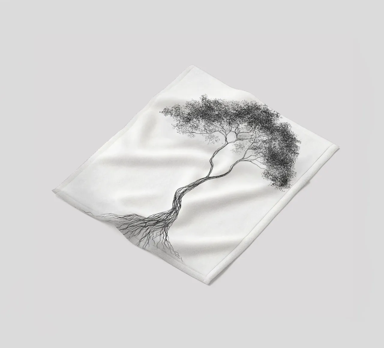 Tree of Life Minimalist Line Art Drawing fleece blanket by Viv Line Art