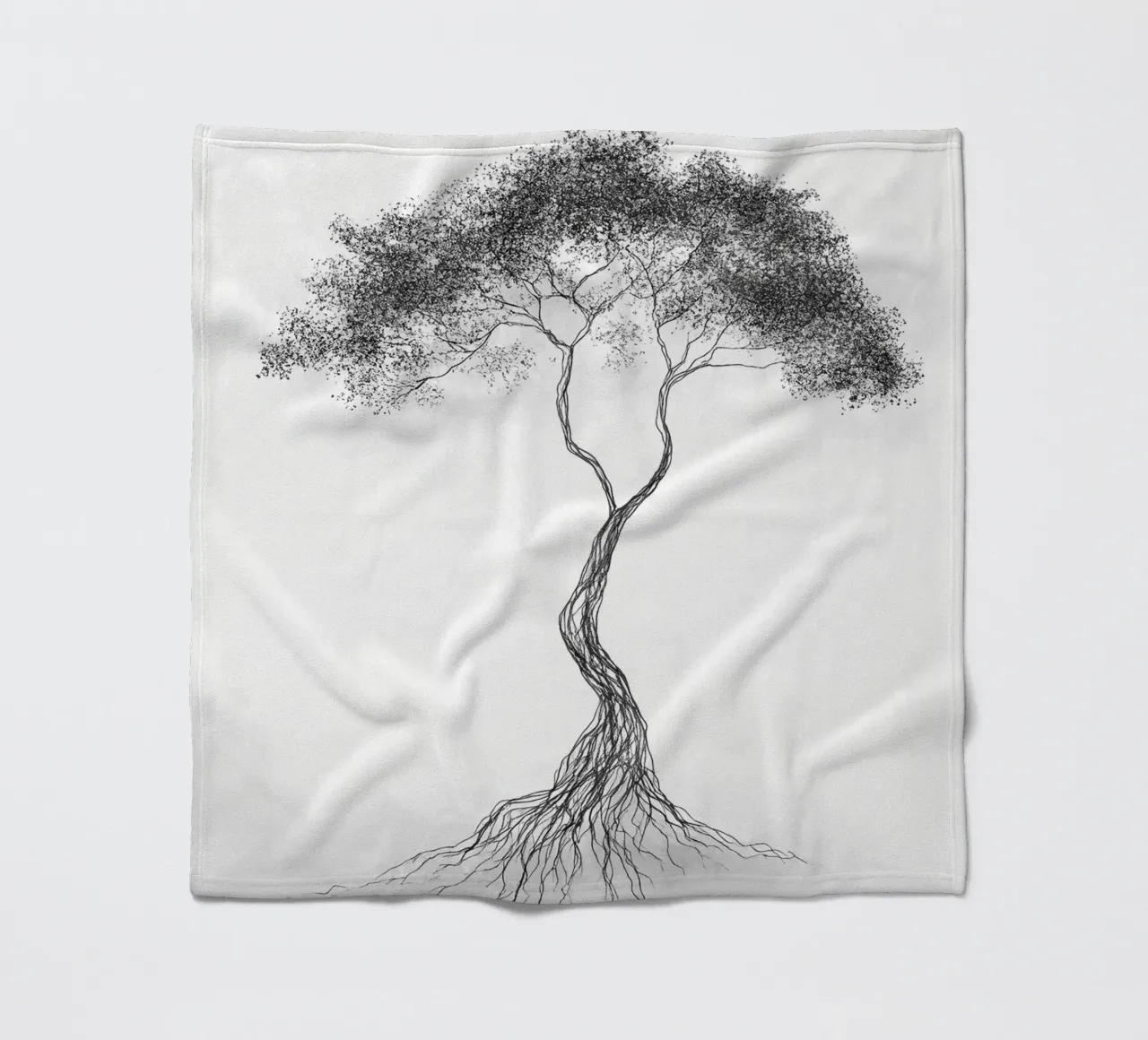 Tree of Life Minimalist Line Art Drawing fleece blanket by Viv Line Art