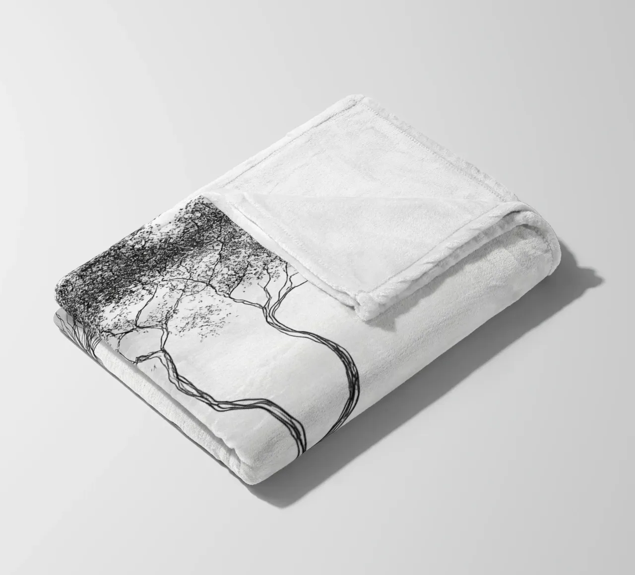 Tree of Life Minimalist Line Art Drawing fleece blanket by Viv Line Art