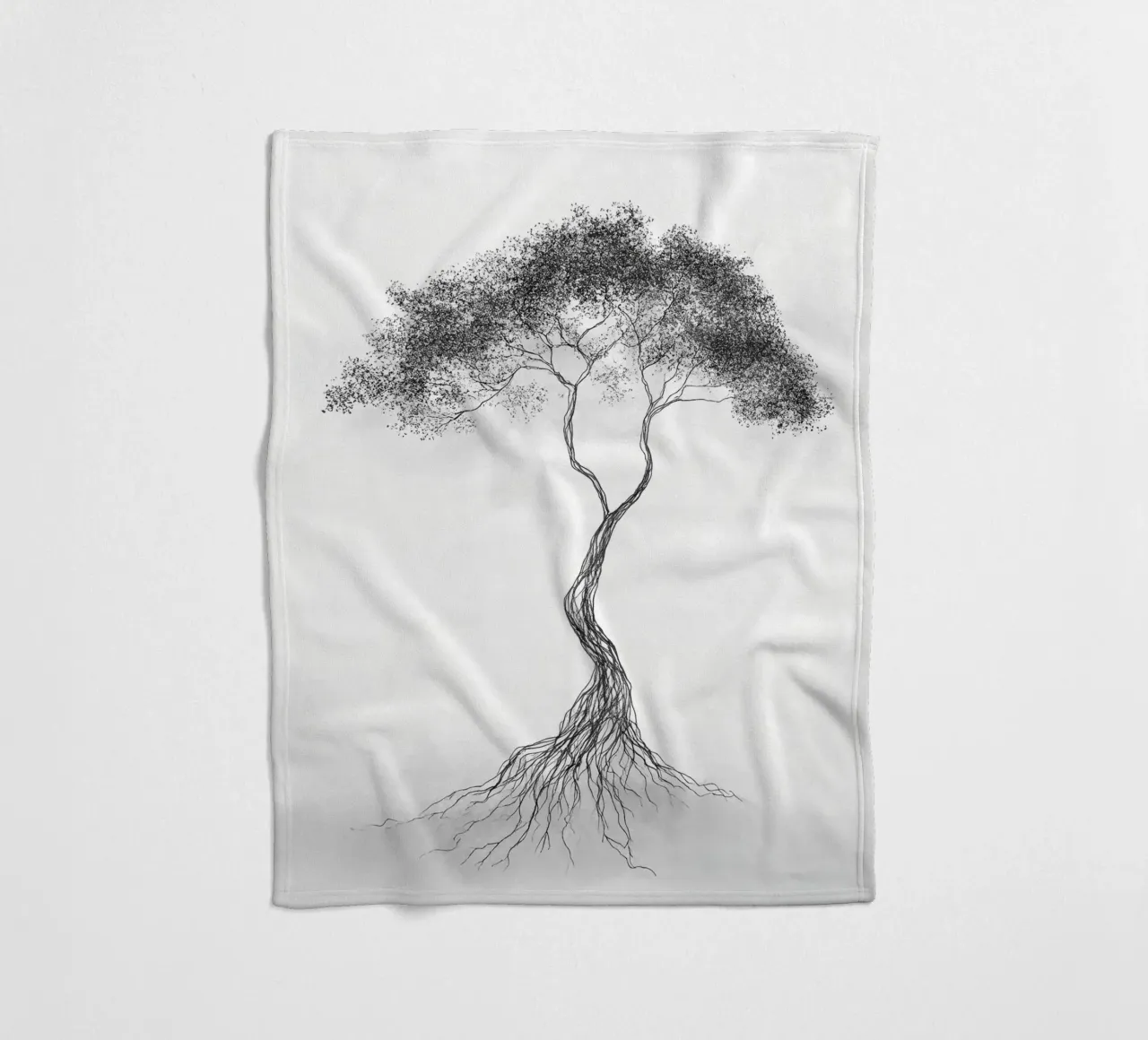 Tree of Life Minimalist Line Art Drawing fleece blanket by Viv Line Art
