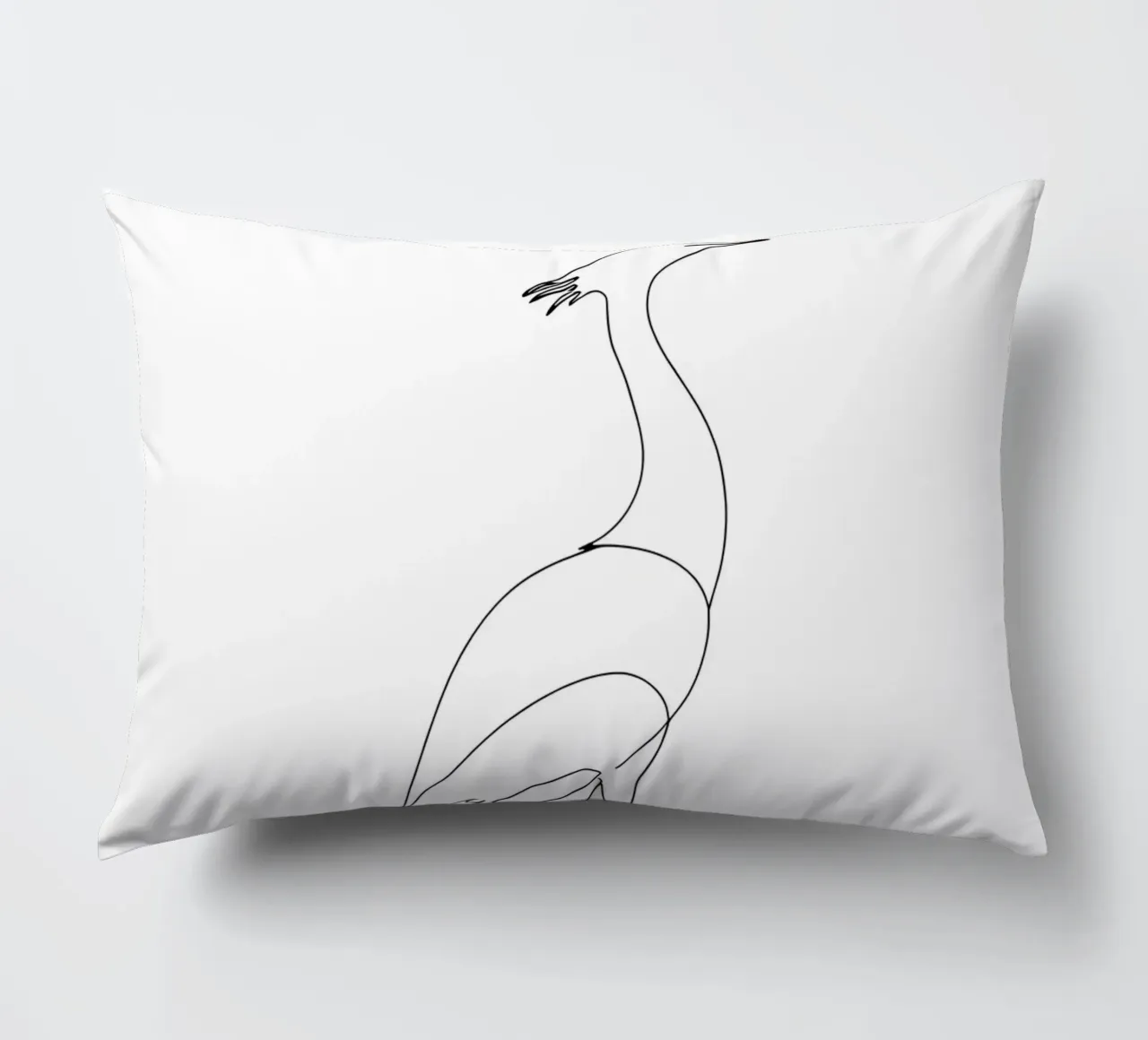 Disegno lineare minimalista di un airone in piedi cuscino da Viv Line Art