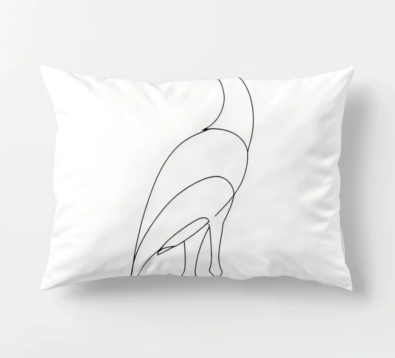 Disegno lineare minimalista di un airone in piedi cuscino da Viv Line Art