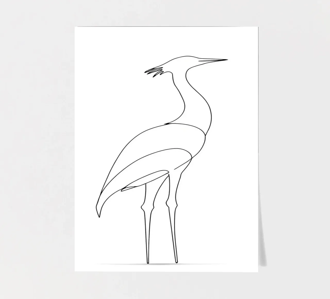 Stehende Heron Minimalist Line Art Zeichnung Stickerbogen von Viv Line Art