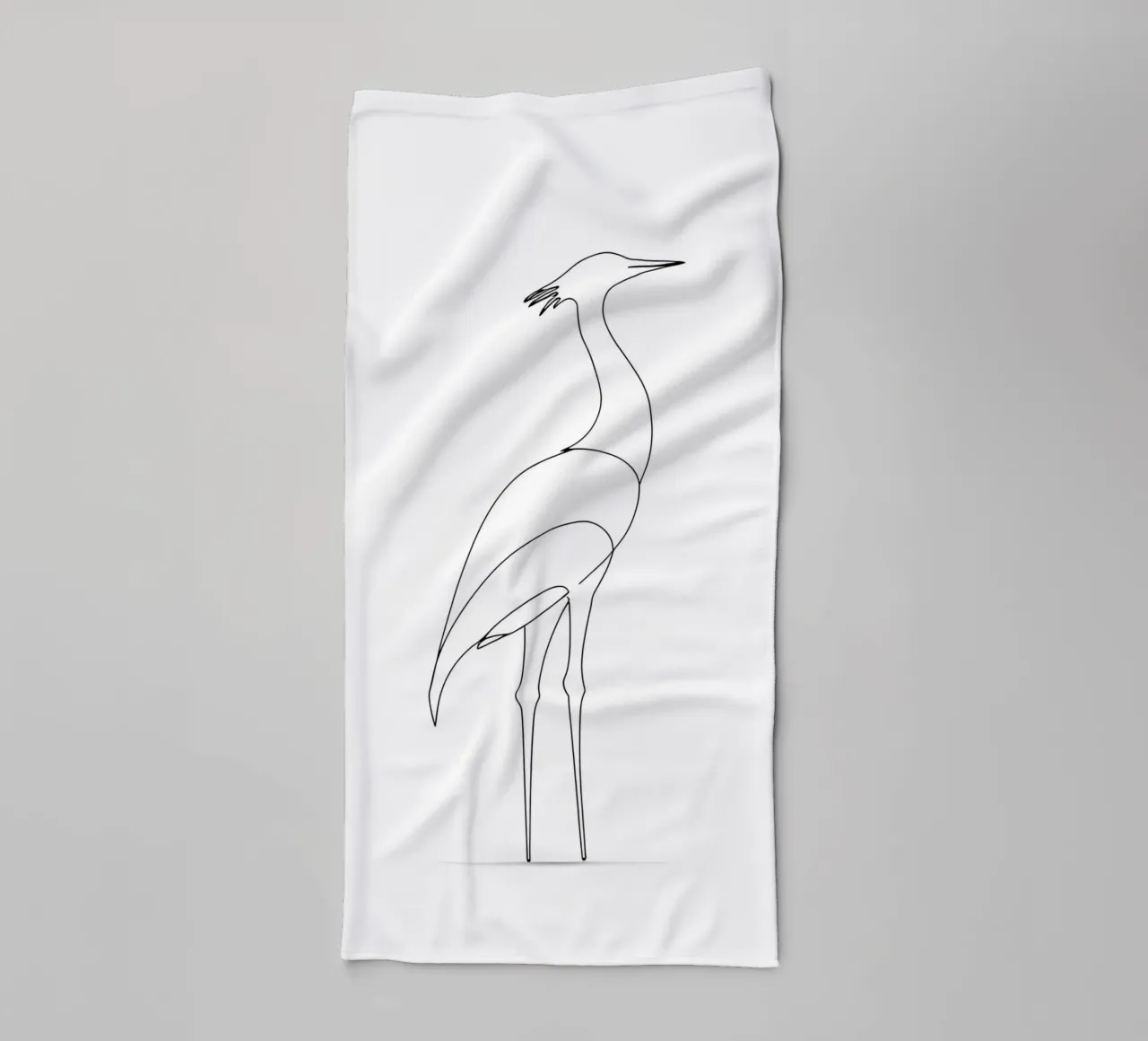 Disegno lineare minimalista di un airone in piedi asciugamano da bagno da Viv Line Art