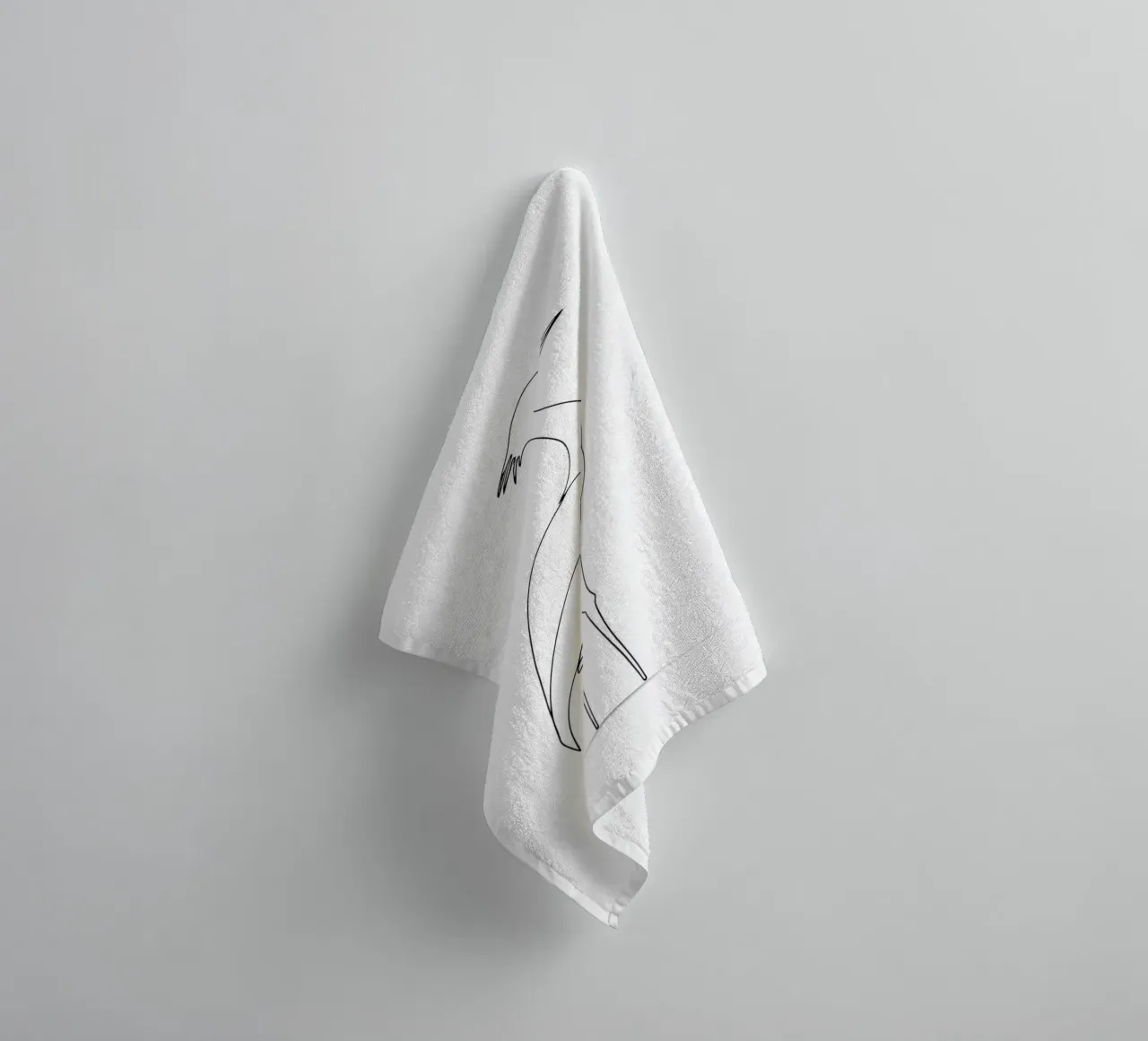 Disegno lineare minimalista di un airone in piedi asciugamano da bagno da Viv Line Art