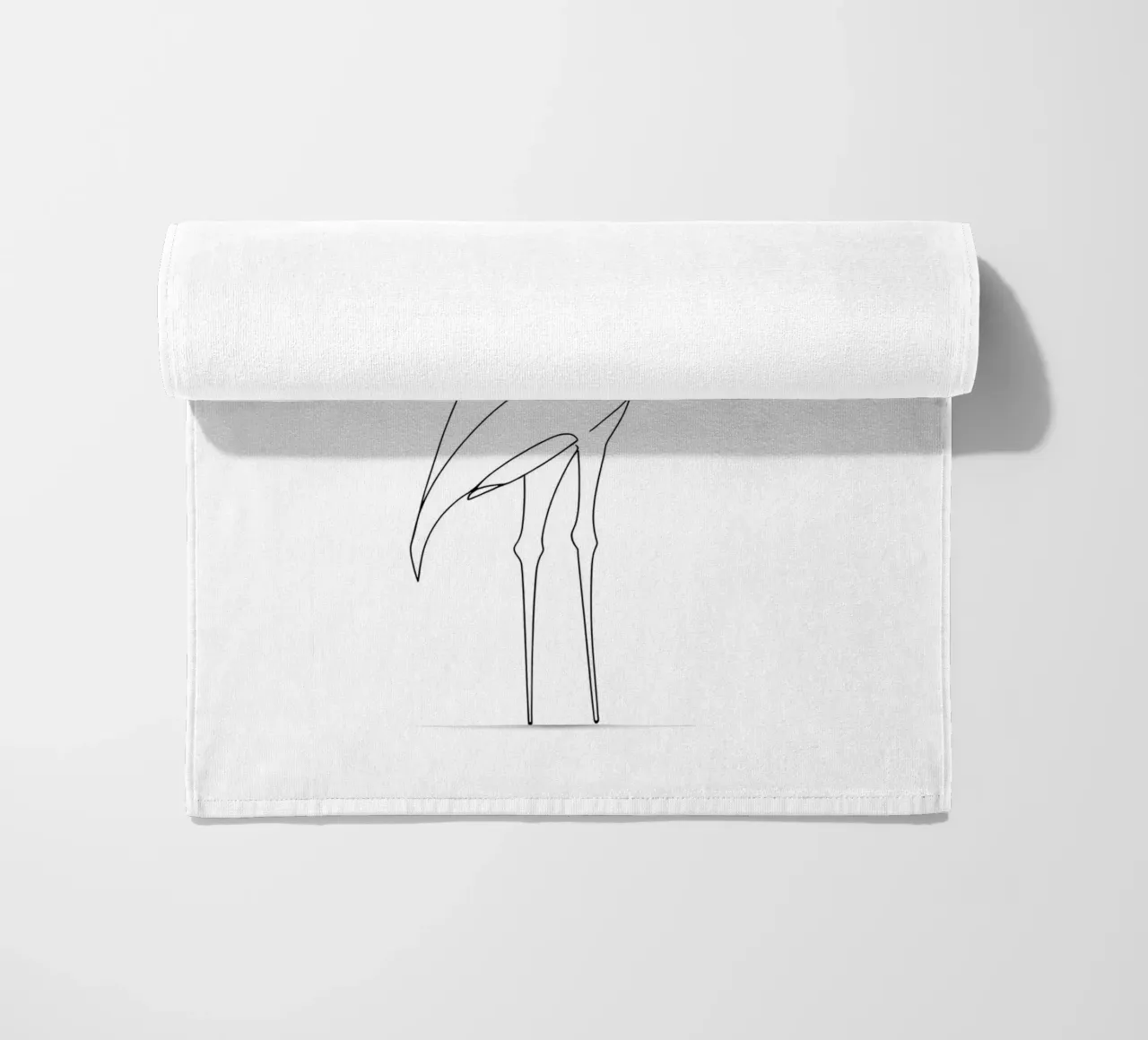 Disegno lineare minimalista di un airone in piedi telo mare da Viv Line Art