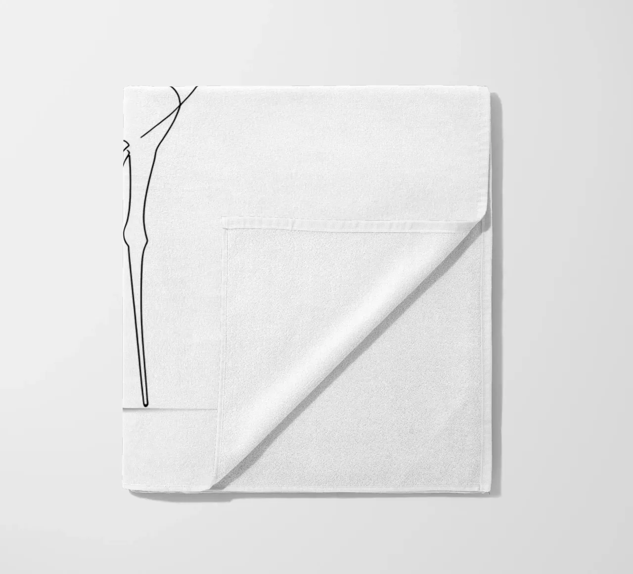 Disegno lineare minimalista di un airone in piedi telo mare da Viv Line Art