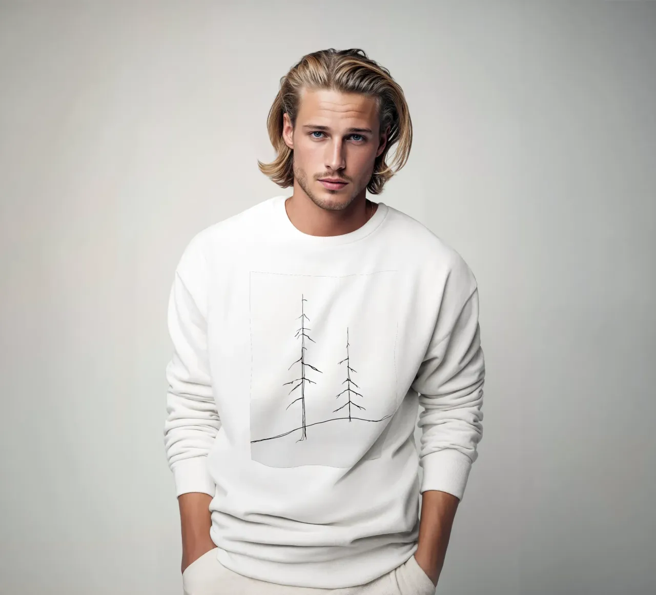 Bare Trees Minimalist Line Art Drawing sweatshirt by Viv Line Art