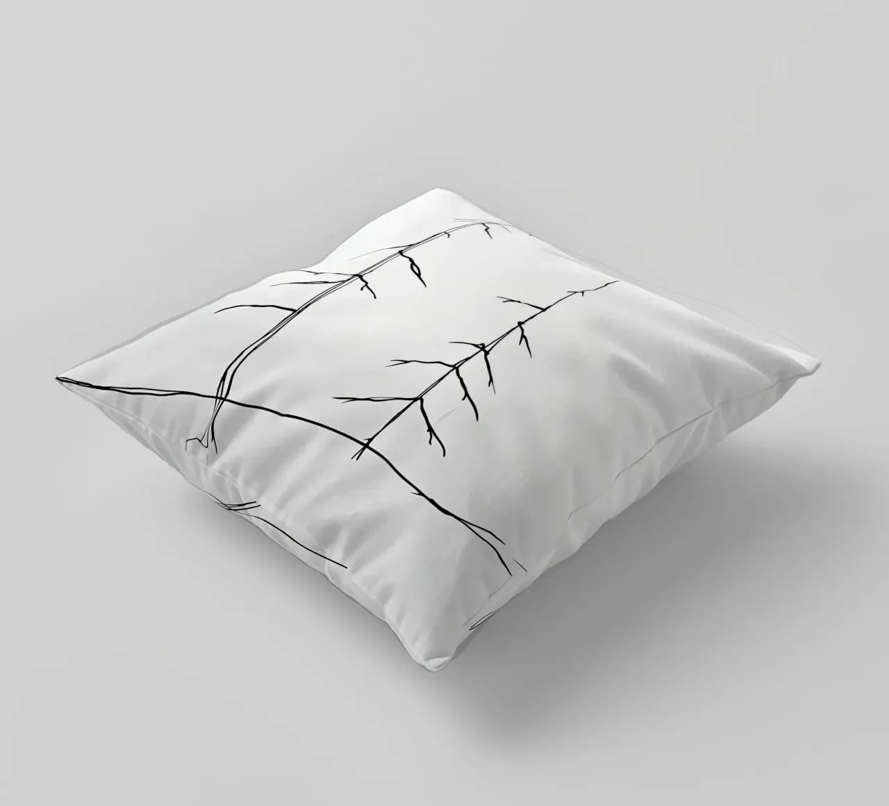 Bare Trees Minimalist Line Art Drawing decorative cushion by Viv Line Art