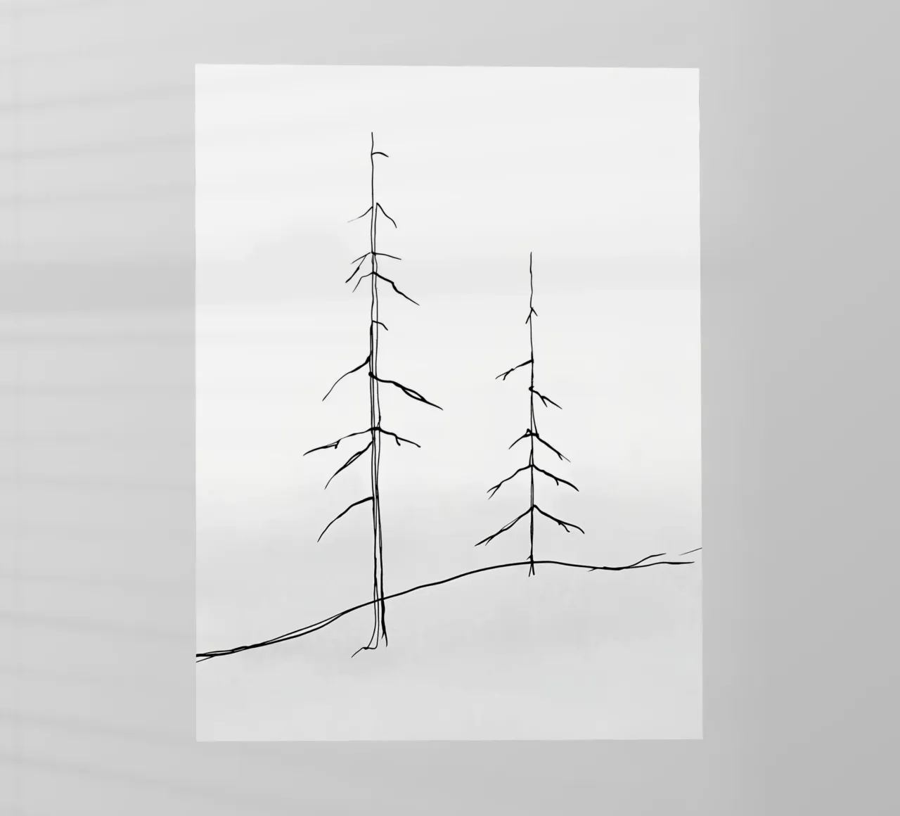 Alberi spogli Disegno lineare minimalista pellicola backlit da Viv Line Art