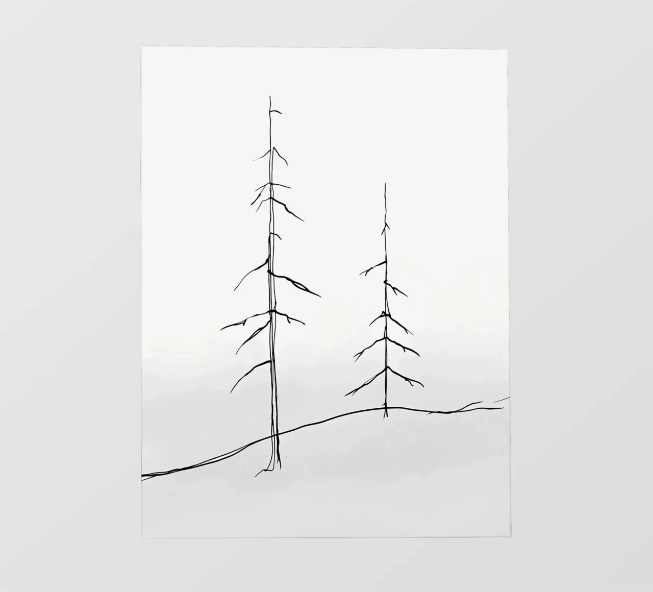 Alberi spogli Disegno lineare minimalista pellicola backlit da Viv Line Art