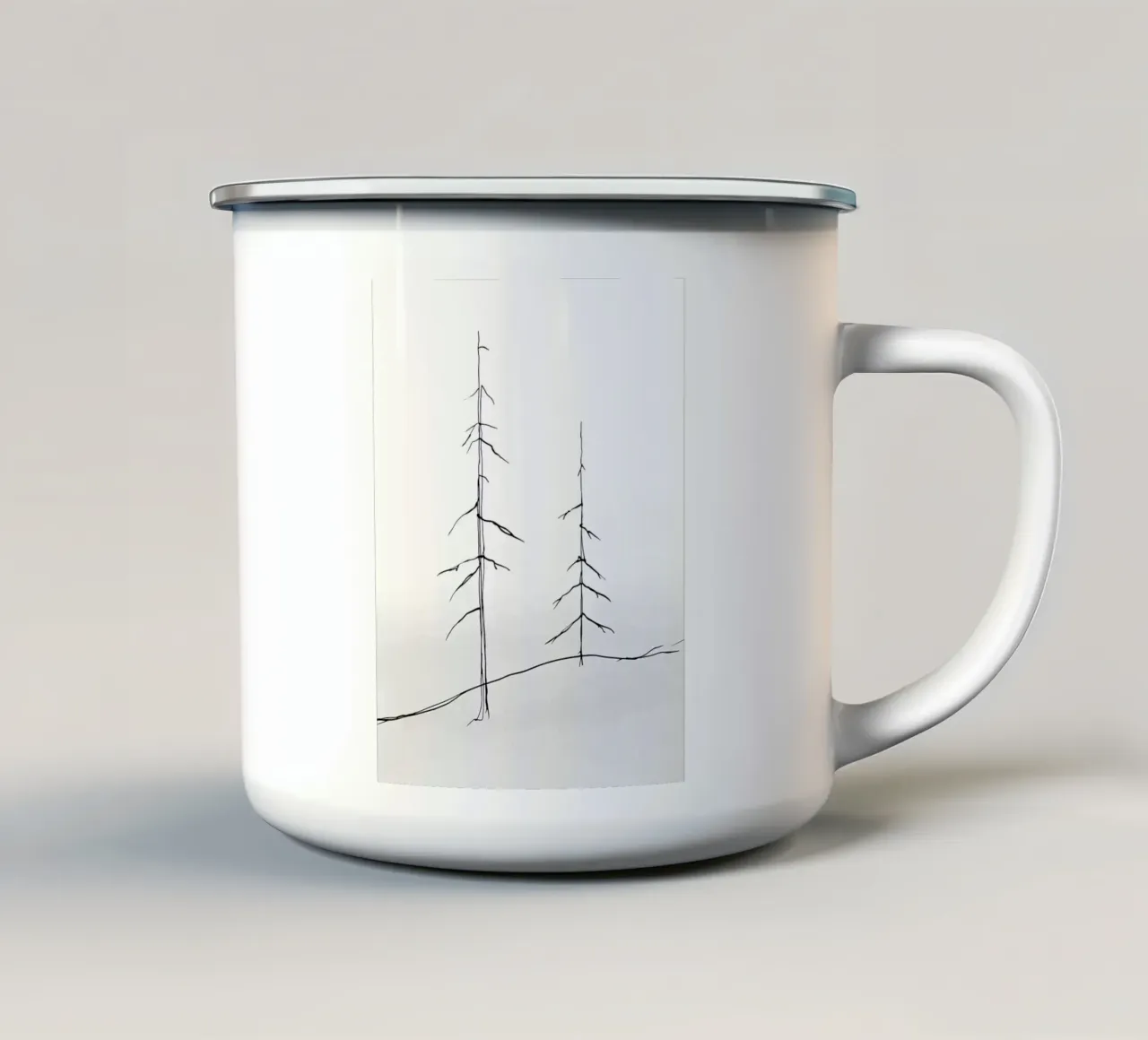 Alberi spogli Disegno lineare minimalista tazza in smalto da Viv Line Art