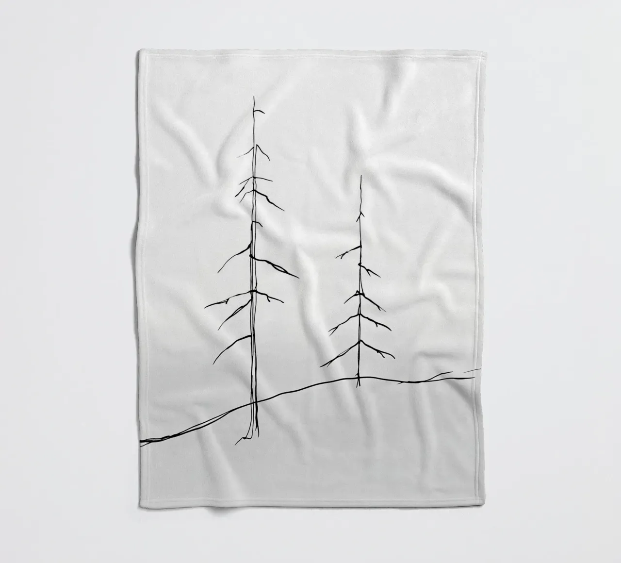 Bare Trees Minimalist Line Art Drawing fleece blanket by Viv Line Art