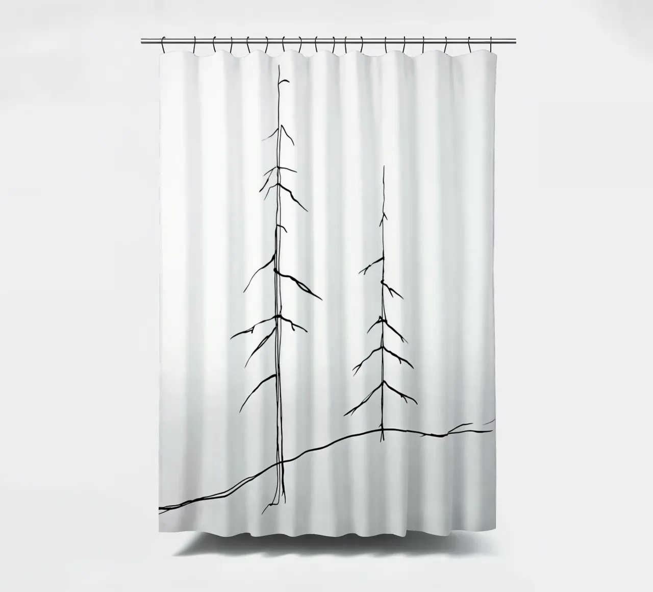Bare Trees Minimalist Line Art Zeichnung Duschvorhang von Viv Line Art