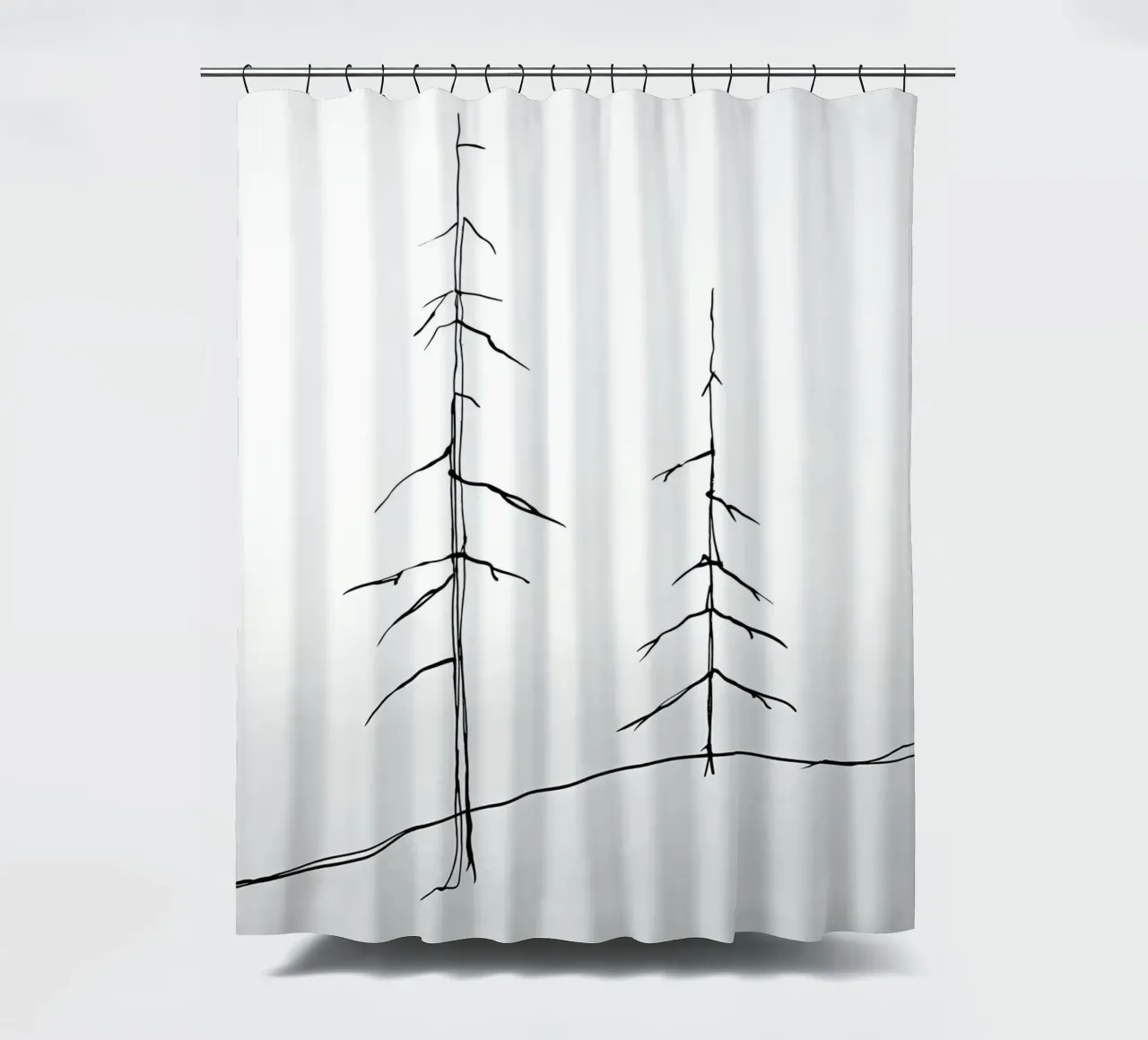 Bare Trees Minimalist Line Art Zeichnung Duschvorhang von Viv Line Art