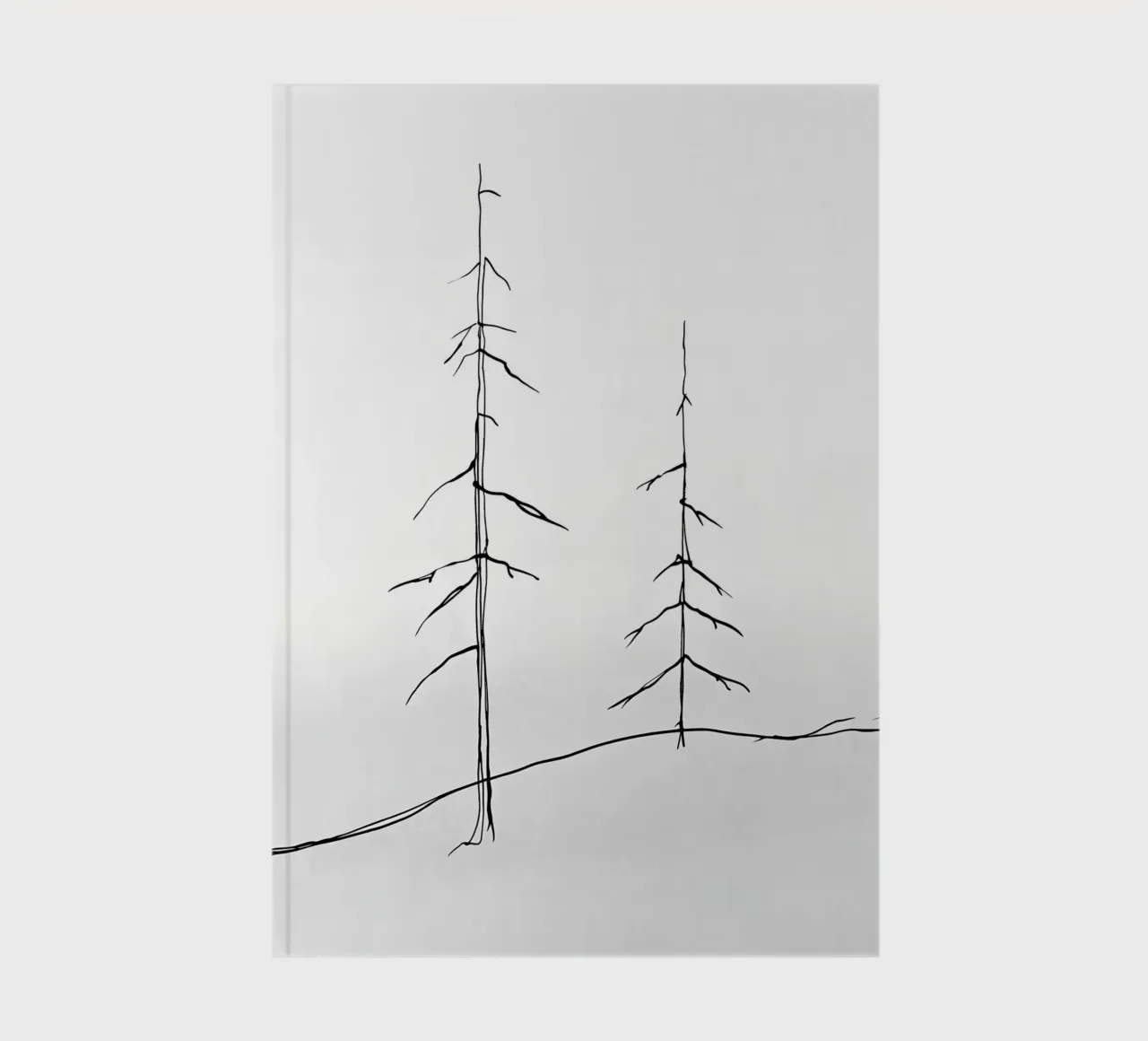 Bare Trees Minimalist Line Art Drawing notebook by Viv Line Art