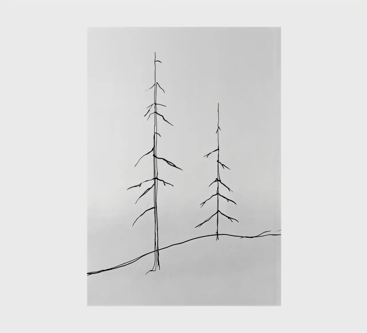 Bare Trees Minimalist Line Art Drawing notebook by Viv Line Art
